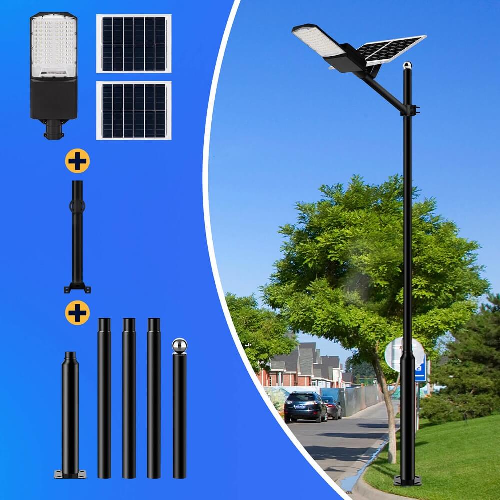 1800W solar street light with 20ft /16ft pole - Energize Trek