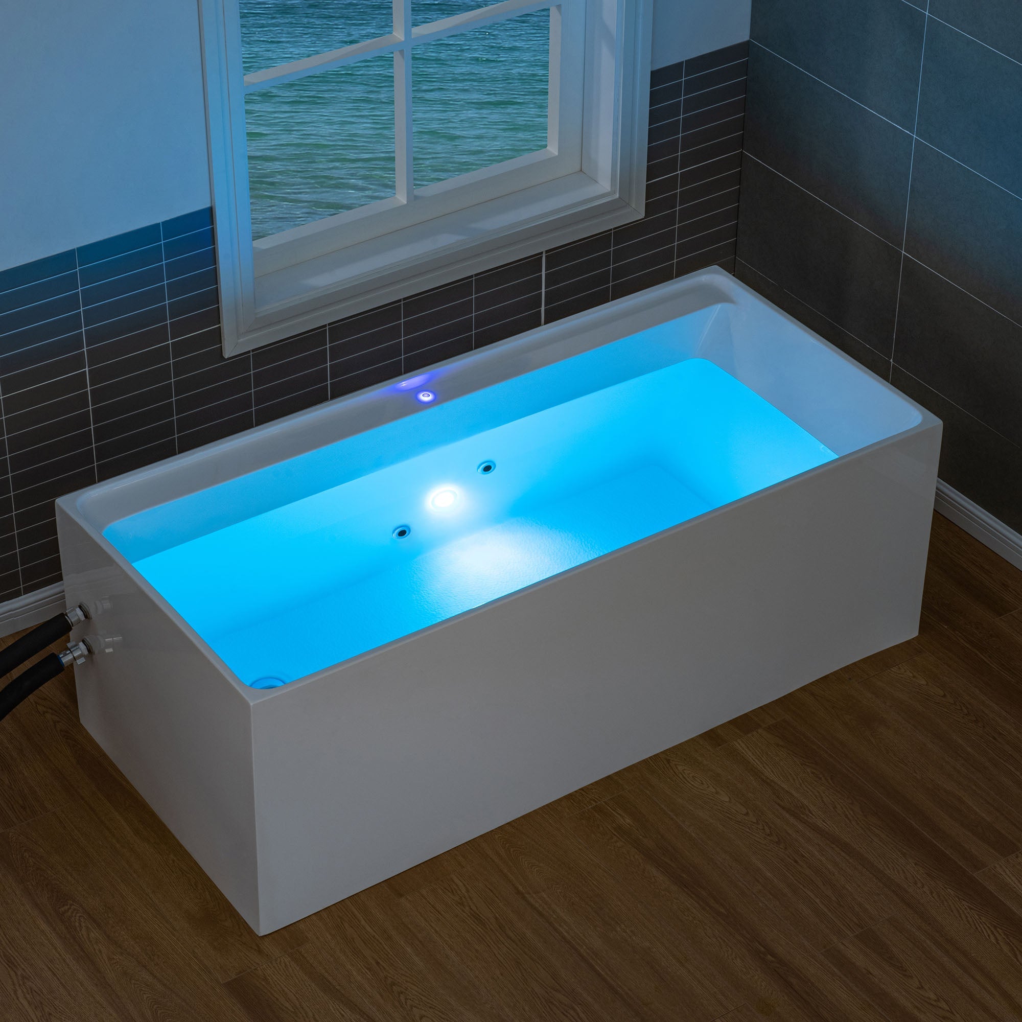 WOODBRIDGE 67" L x 31-1/2" W Freestanding Acrylic Cold Plunge Ice Tub with 1.3 HP High-Performance Chiller for Cooling/Heating, Ozone sanitation, Filter circulation system, Insulated tub cover - Energize Trek