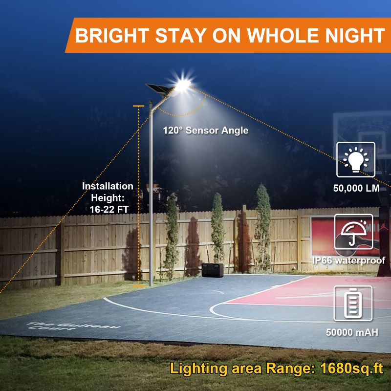 1800W solar street light with 20ft /16ft pole - Energize Trek