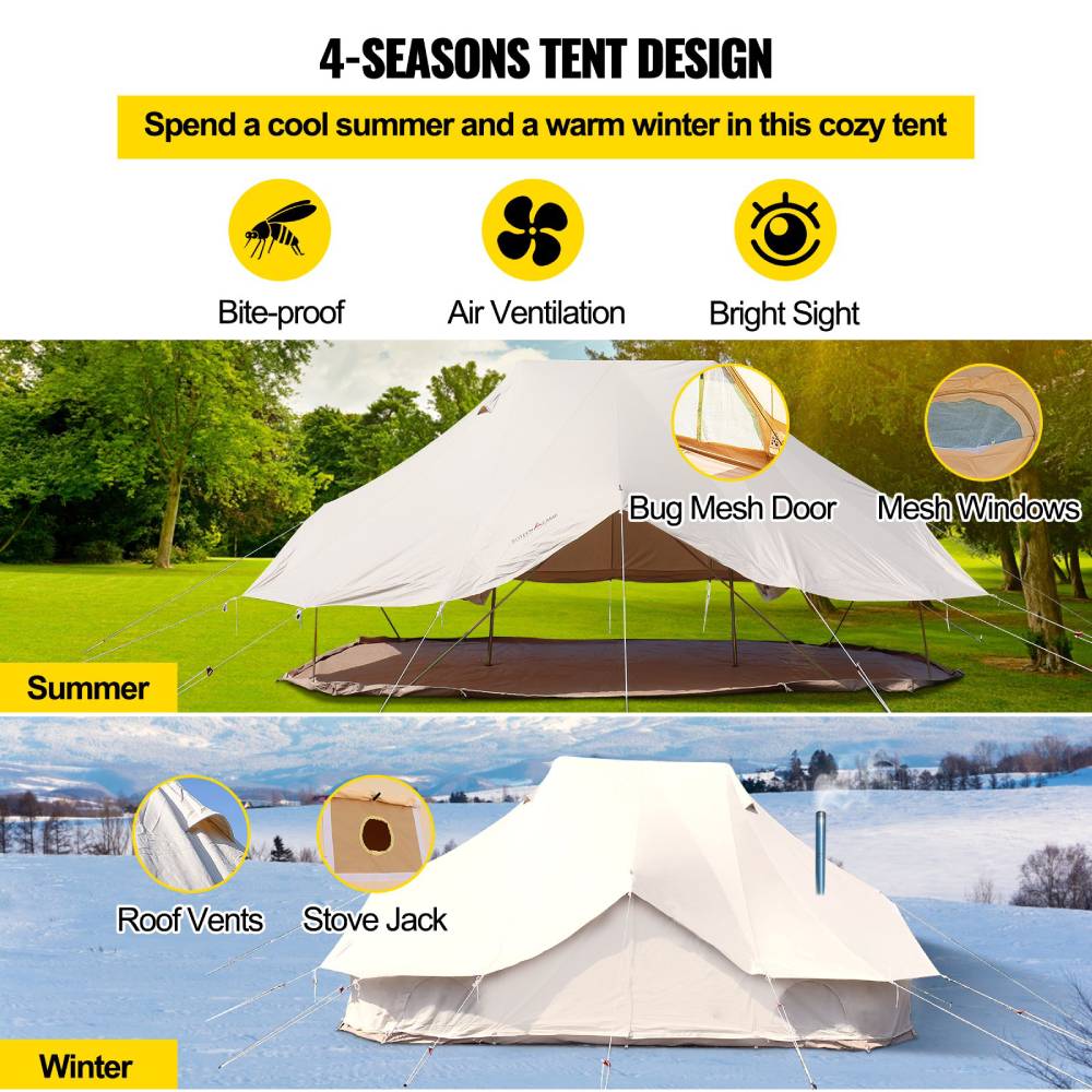 20FT Large Luxury Glamping Yurt Teepee Canvas Camping Tent (SAK37612) - Energize Trek