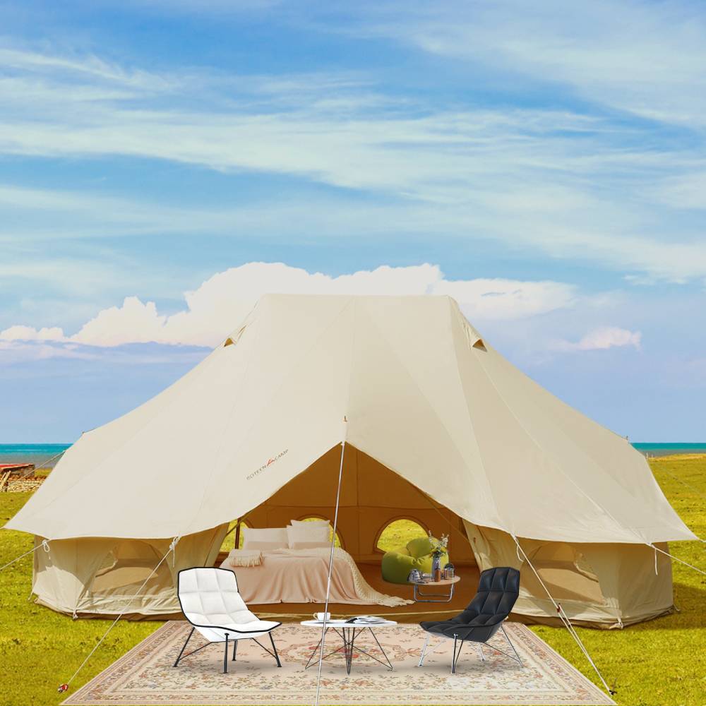 20FT Large Luxury Glamping Yurt Teepee Canvas Camping Tent (SAK37612) - Energize Trek