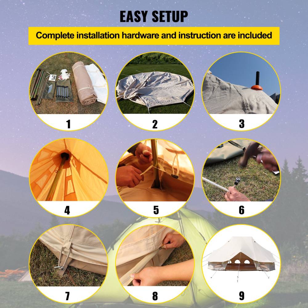 20FT Large Luxury Glamping Yurt Teepee Canvas Camping Tent (SAK37612) - Energize Trek