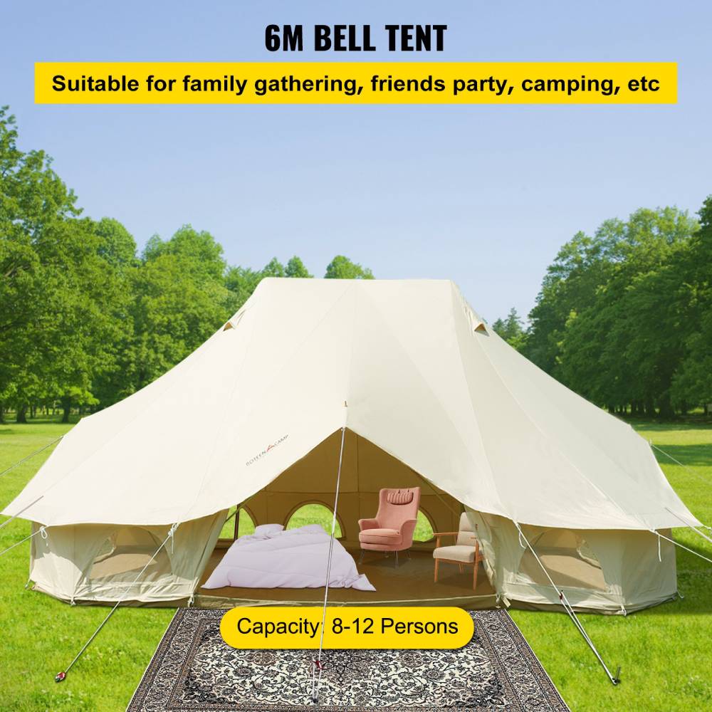 20FT Large Luxury Glamping Yurt Teepee Canvas Camping Tent (SAK37612) - Energize Trek