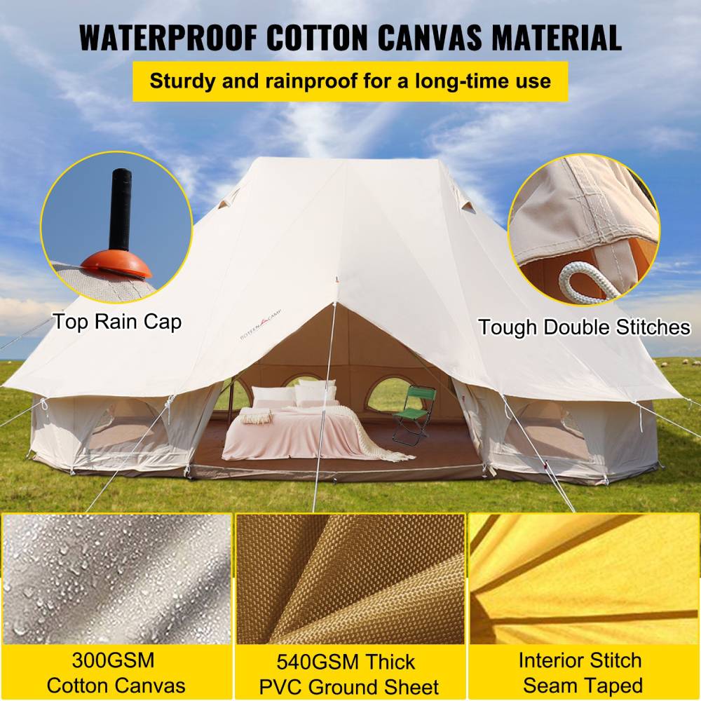 20FT Large Luxury Glamping Yurt Teepee Canvas Camping Tent (SAK37612) - Energize Trek