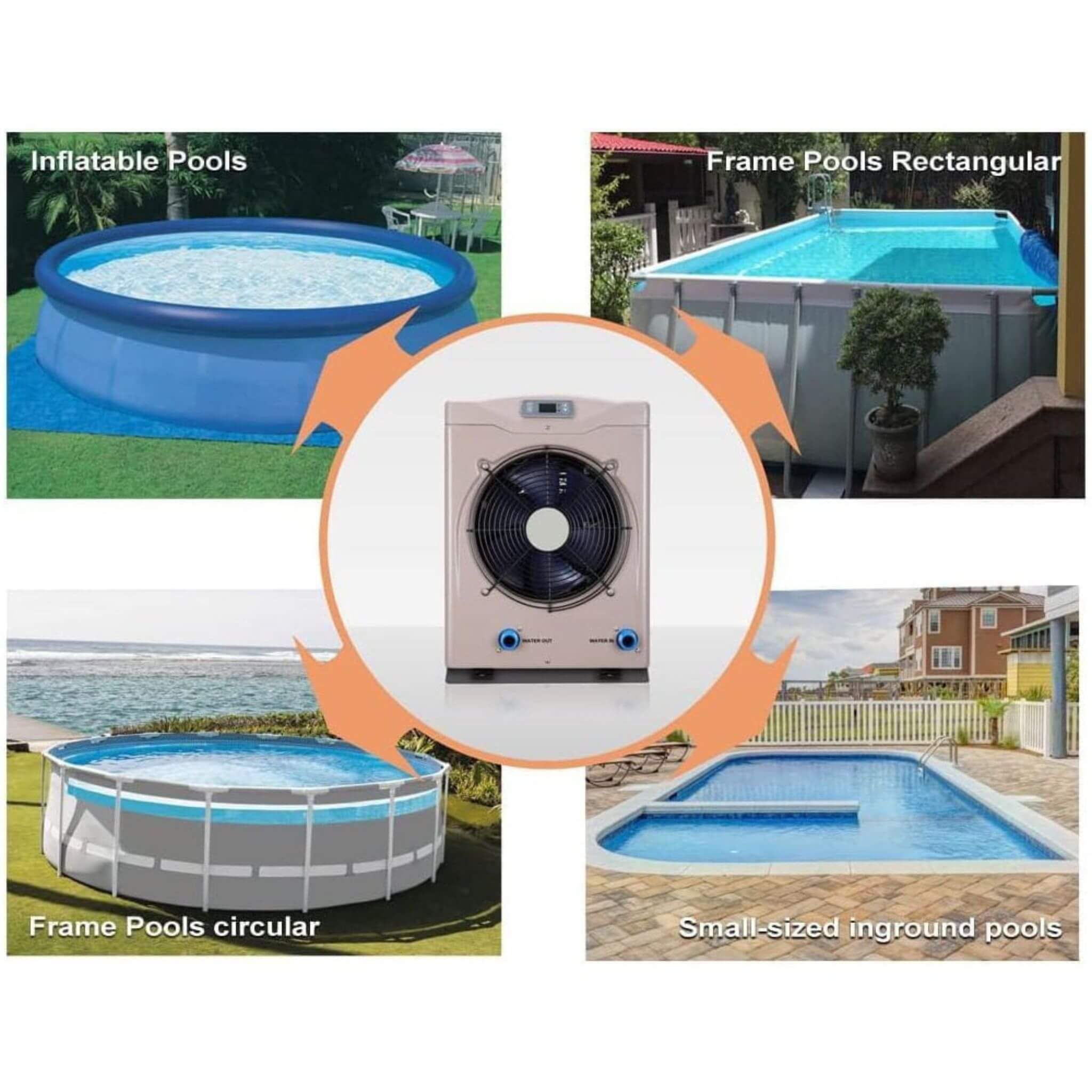 21" Heavy Duty Electric Home Above And Inground Swimming Pool Heater Pump, 5000 Gallons (SAK94751) - Energize Trek