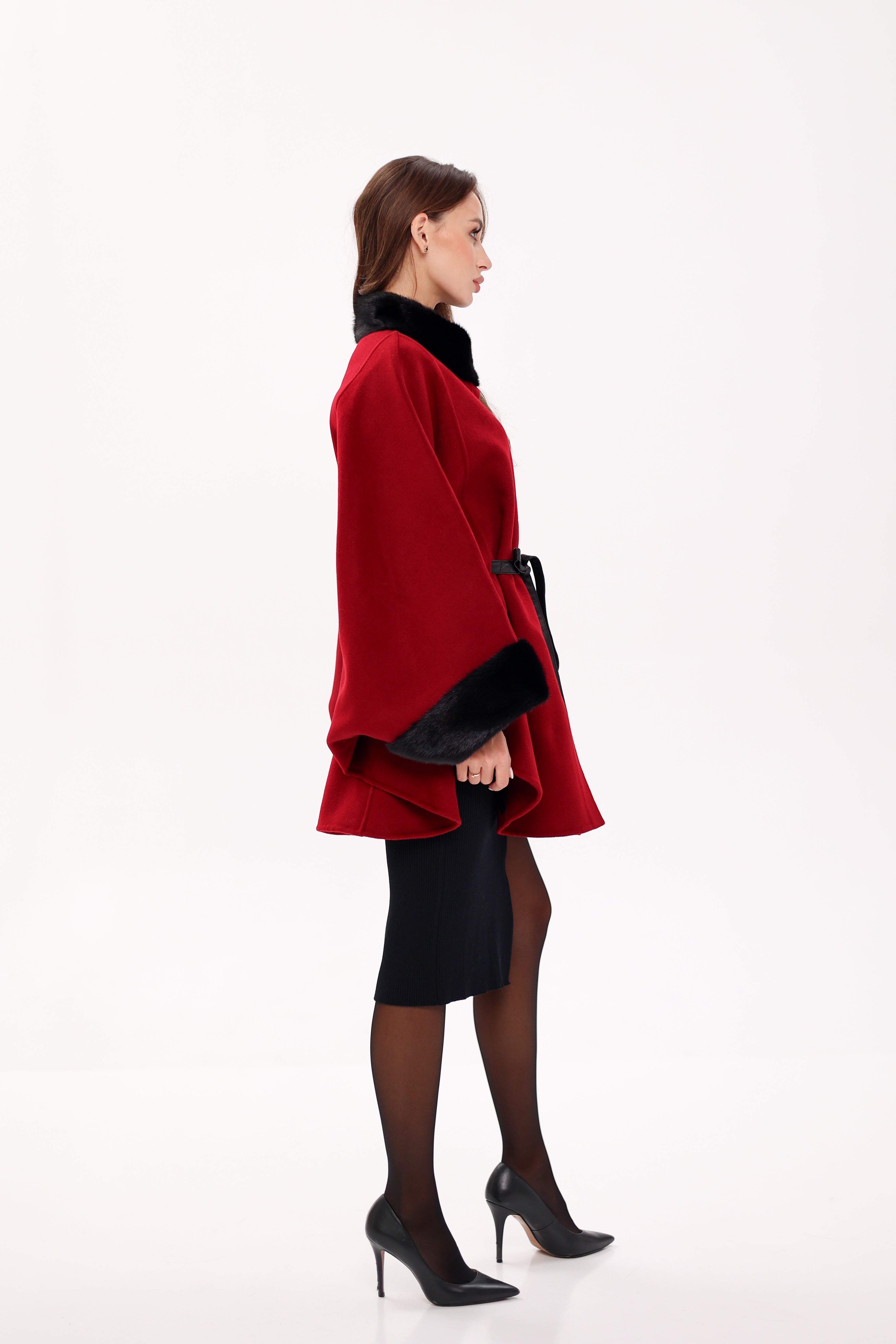 Genuine Scandinavian Mink Fur Double Face Wool Poncho - Energize Trek