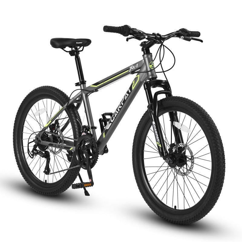 24 Inch Mountain Bike, Suitable For Boys And Girls, Steel Frame, Shimano 21 Speed Mountain Bike, With Dual Disc Brakes And Front Suspension, Banned Platform Temu - Energize Trek
