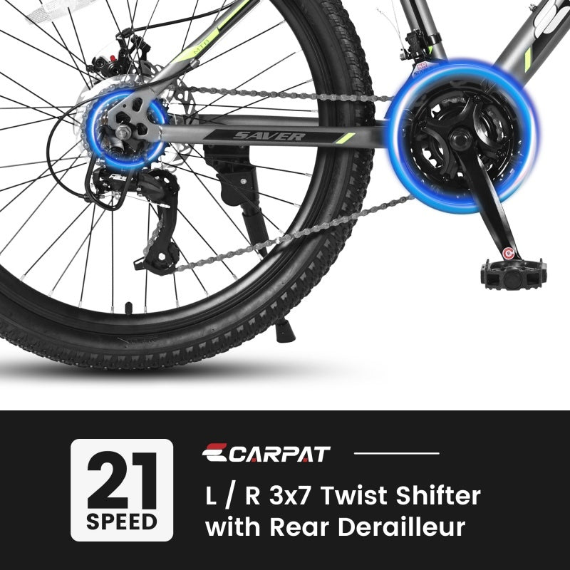 24 Inch Mountain Bike, Suitable For Boys And Girls, Steel Frame, Shimano 21 Speed Mountain Bike, With Dual Disc Brakes And Front Suspension, Banned Platform Temu - Energize Trek