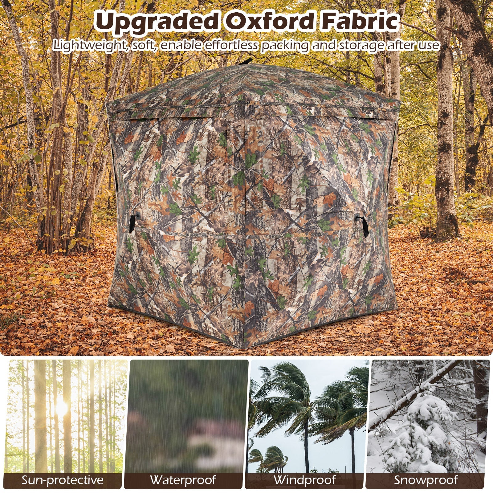 270° See Through Hunting Blind Tent with Silent Magnetic Door - Energize Trek
