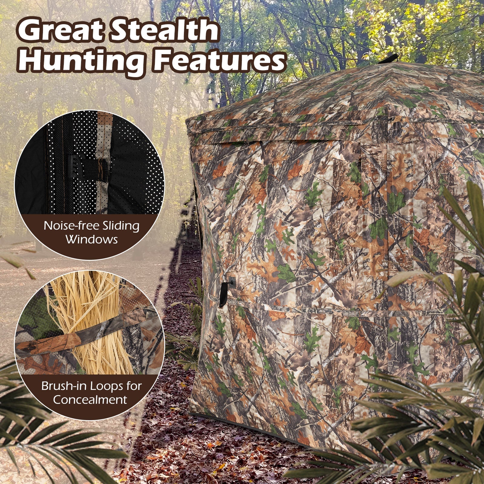 270° See Through Hunting Blind Tent with Silent Magnetic Door - Energize Trek
