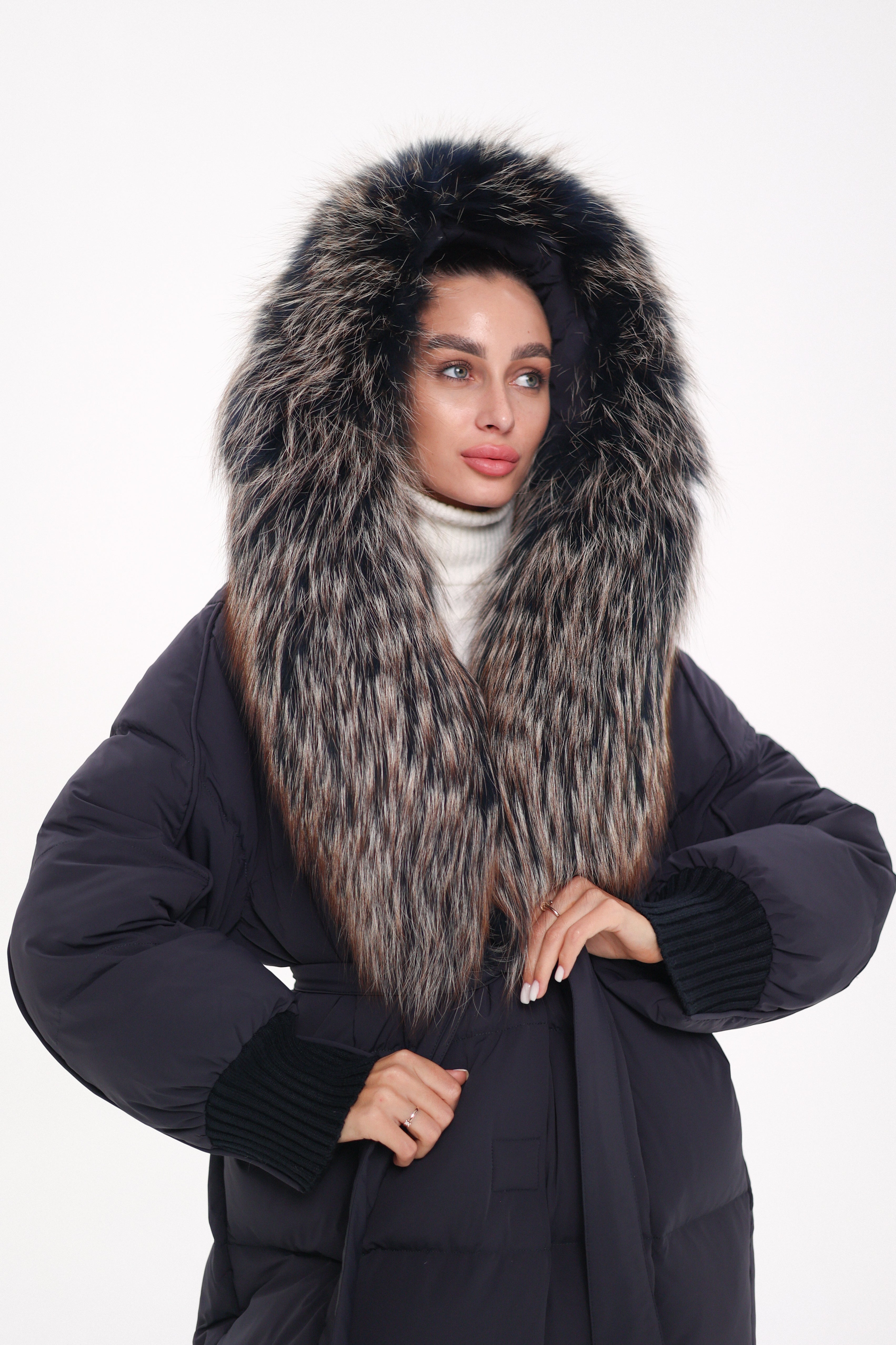 Rei Genuine Fur Trim Hooded Down Coat in Navy - Energize Trek