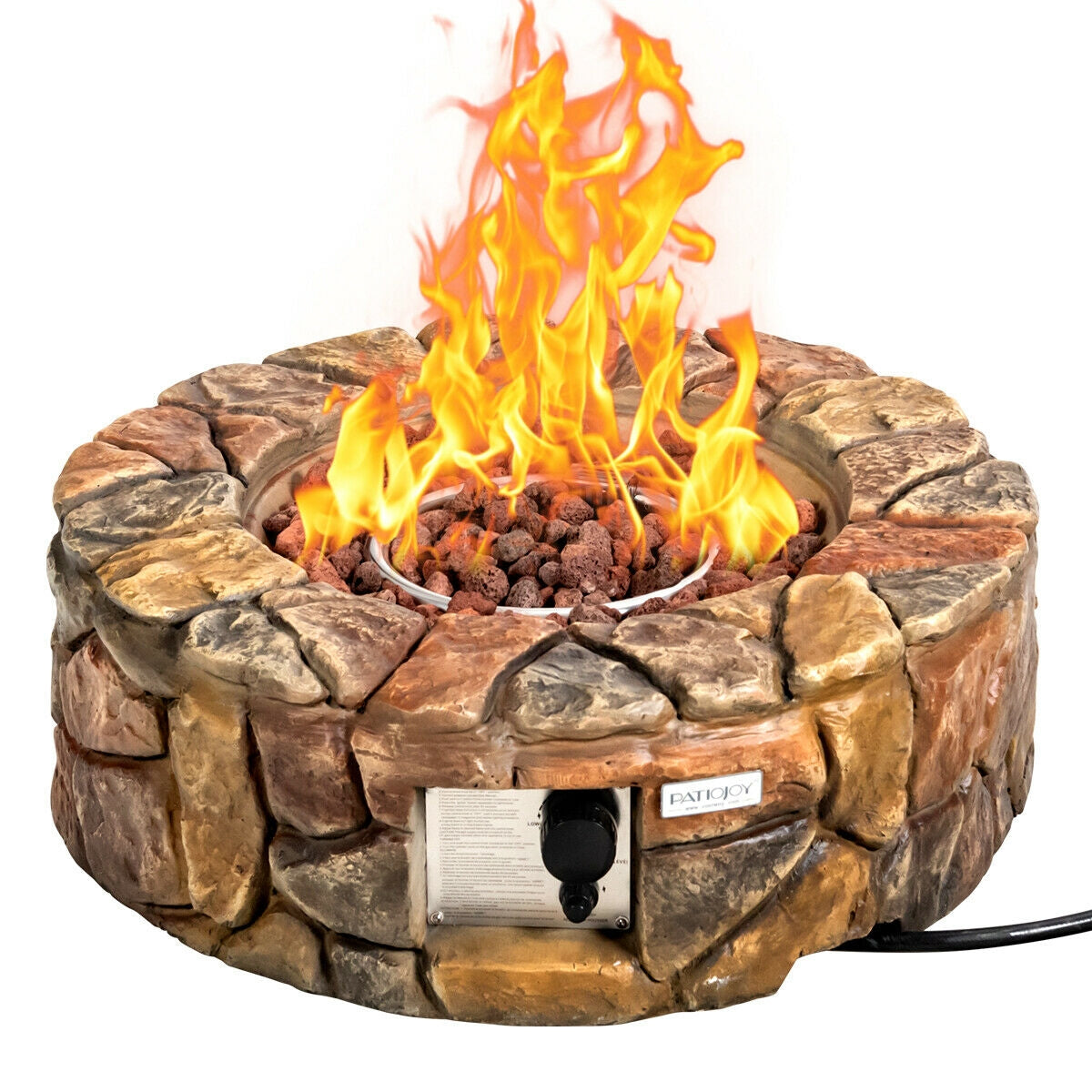 28 Inch Propane Gas Fire Pit Outdoor 40 000 BTU Stone-Brown - Energize Trek