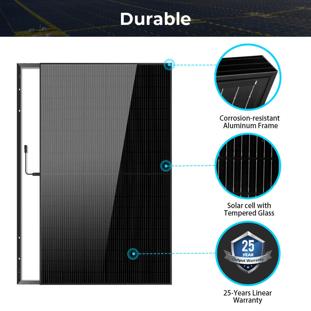 370W/ 415W/ 500W Mono Black PERC Solar Panel UL 61730 CEC Listed - Energize Trek