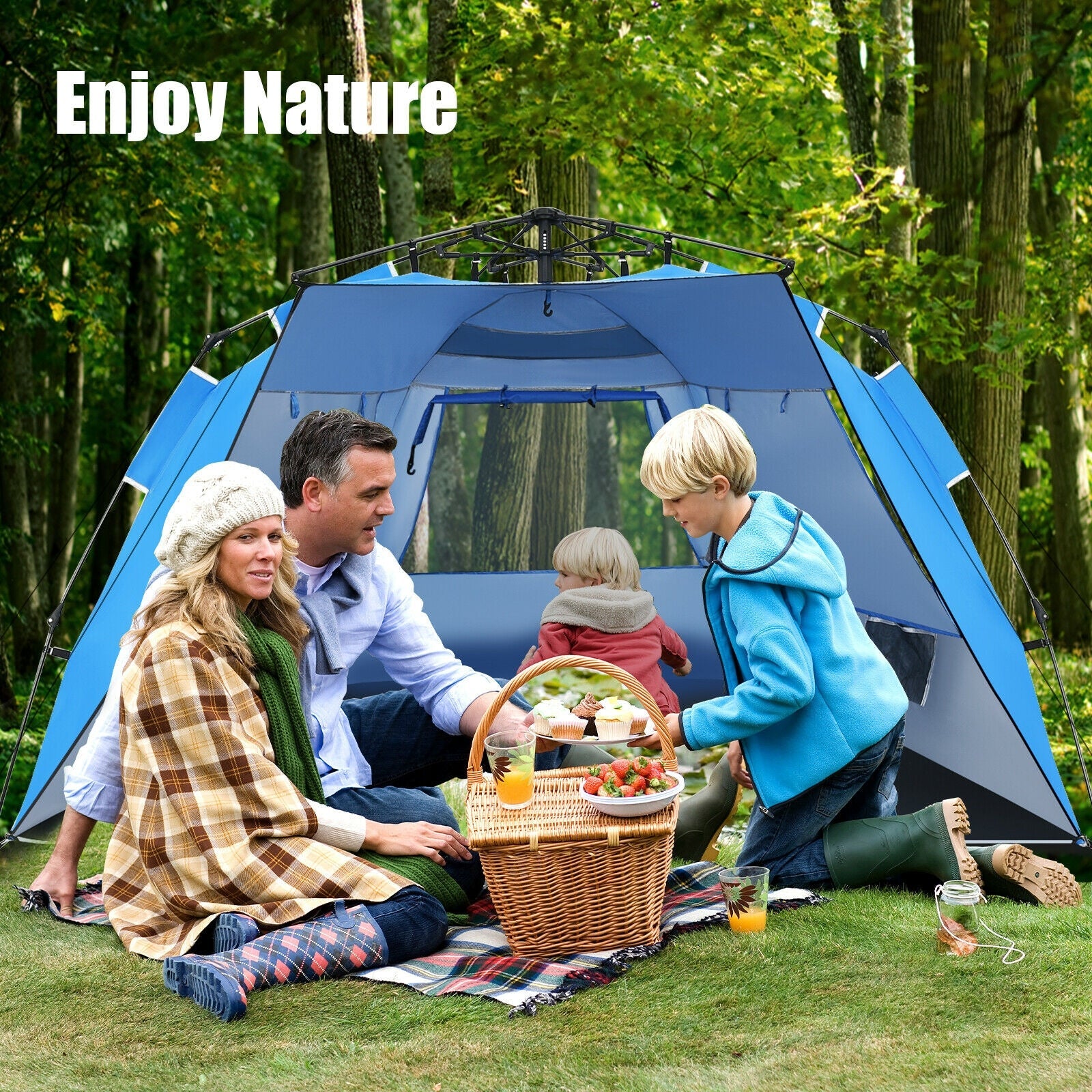3-4 Person Easy Pop Up Beach Tent UPF 50+ Portable Sun Shelter - Energize Trek