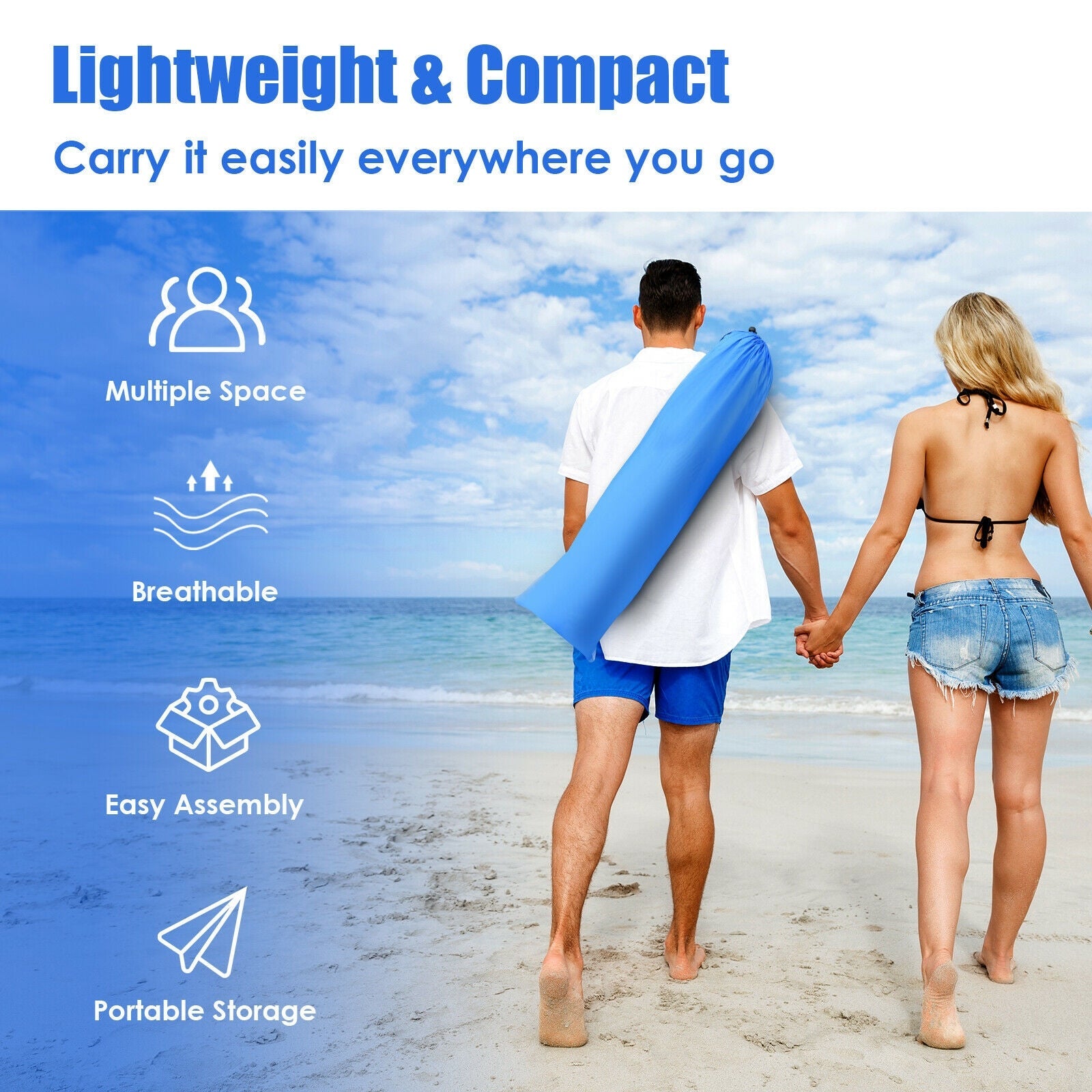 3-4 Person Easy Pop Up Beach Tent UPF 50+ Portable Sun Shelter - Energize Trek