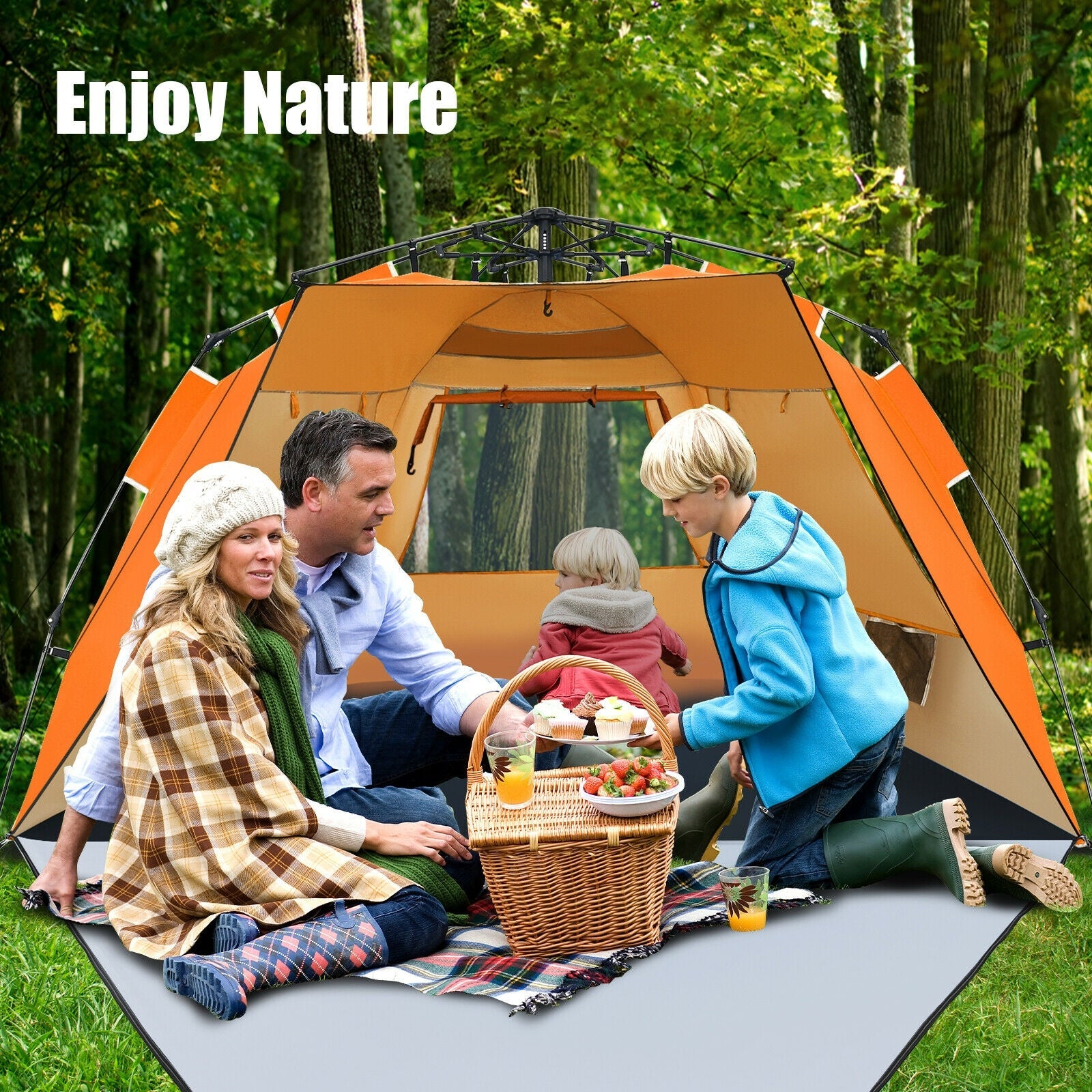 3-4 Person Easy Pop Up Beach Tent UPF 50+ Portable Sun Shelter - Energize Trek