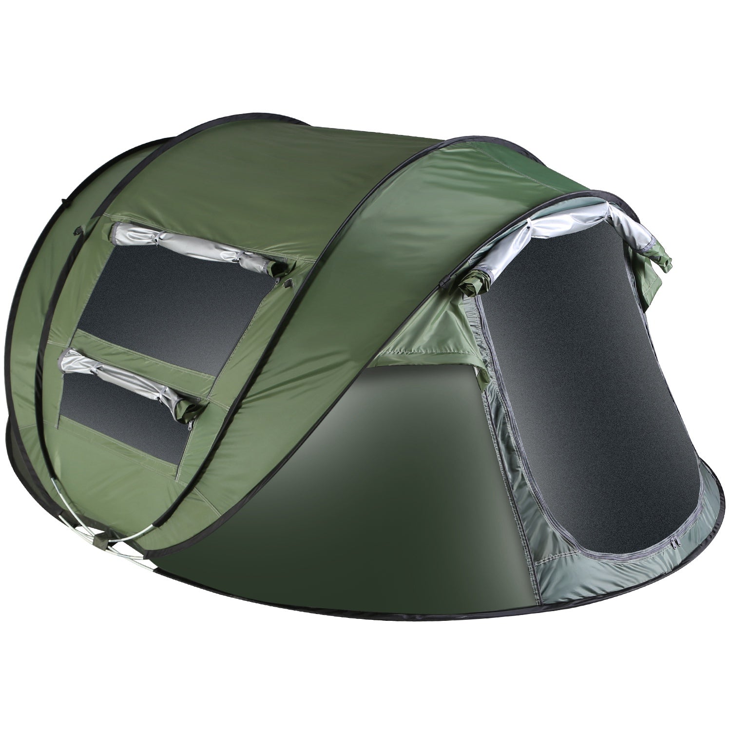 3-4 Person Pop Up Tent Automatic Setup Camping Tent Waterproof Instant Setup Tent with 2 Mosquito Net Windows Carrying Bag for Hiking Climbing Adventu - Energize Trek