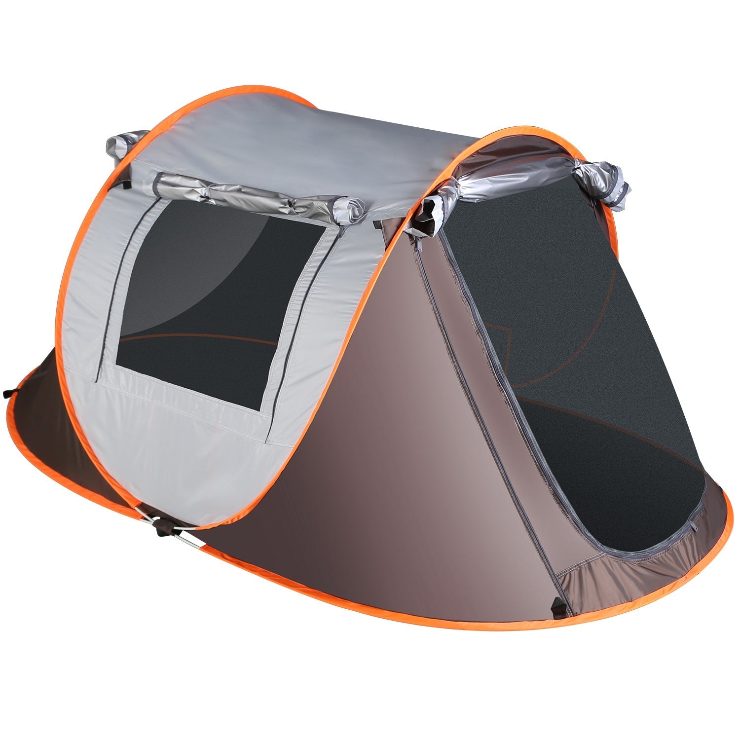 3-4 Person Pop Up Tent Automatic Setup Camping Tent Waterproof Instant Setup Tent with 2 Mosquito Net Windows Carrying Bag for Hiking Climbing Adventu - Energize Trek