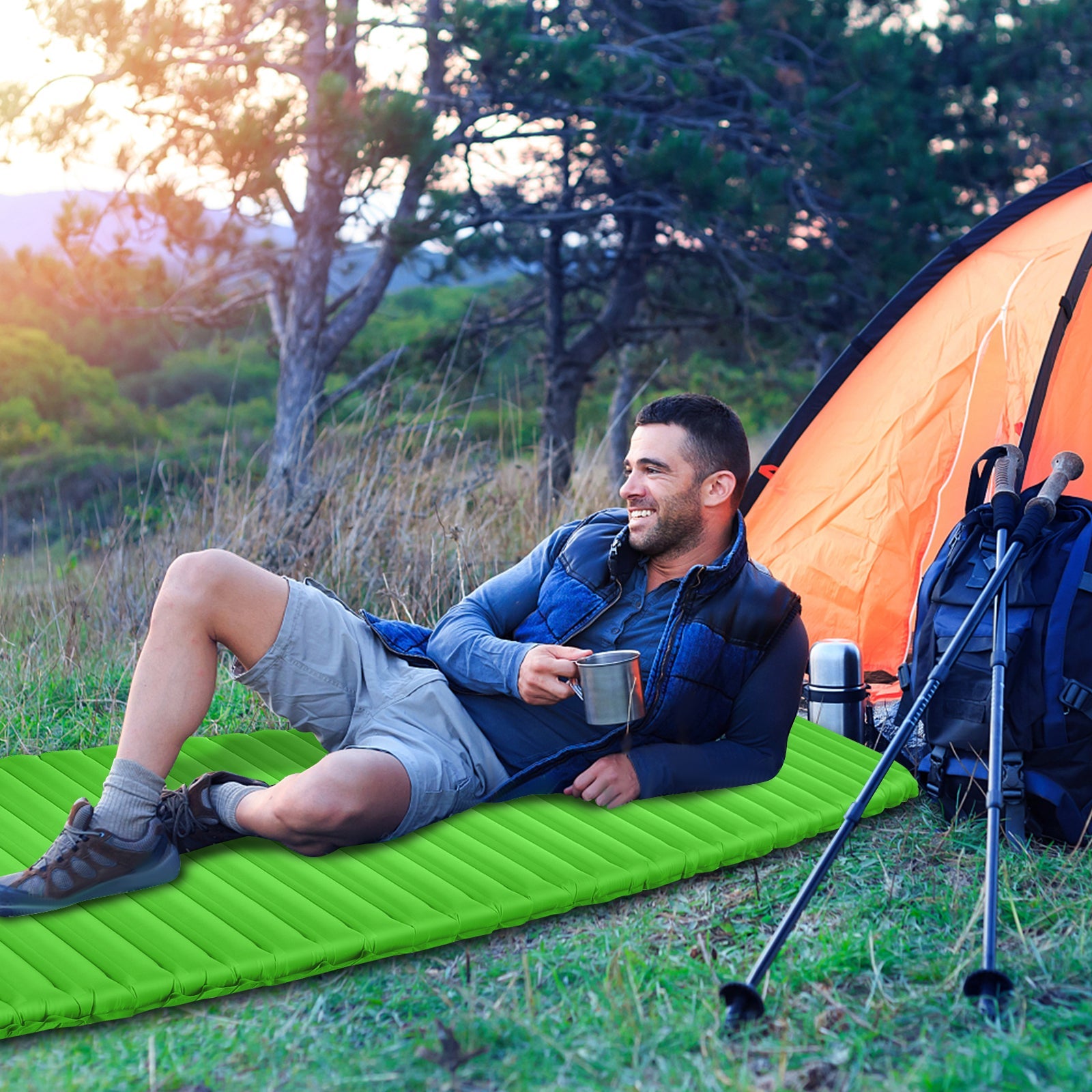 3 Inch Thick Inflatable Waterproof Camping Sleeping Pad - Energize Trek