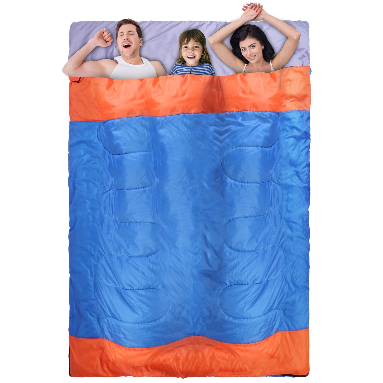 3 People Sleeping Bag for Adult Kids Lightweight Water Resistant Camping Cotton Liner Cold Warm Weather Indoor Outdoor Use 3 Season with Sack for Spri - Energize Trek