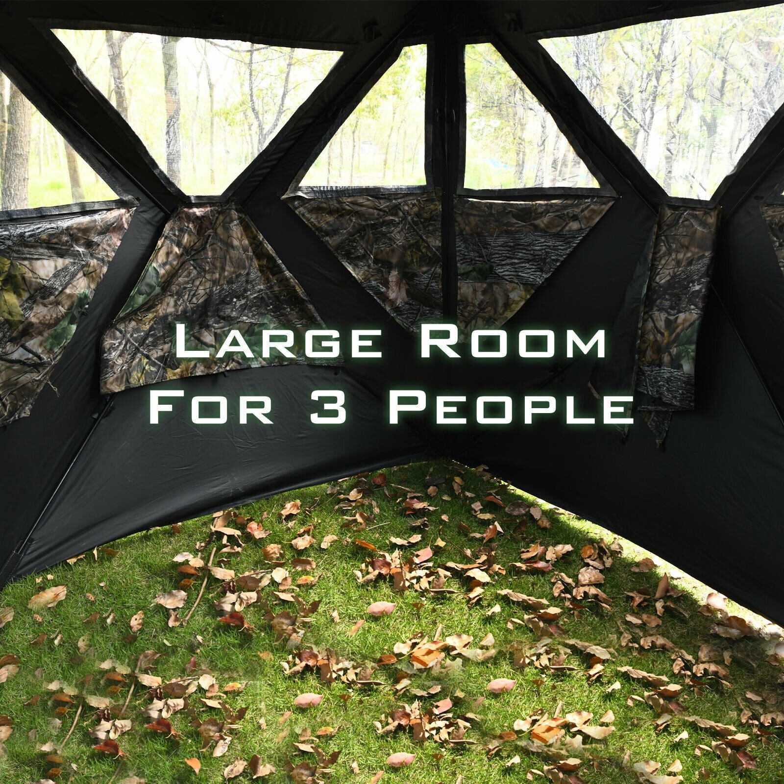 3 Person Portable Pop-Up Ground Hunting Blind with Tie-downs - Energize Trek