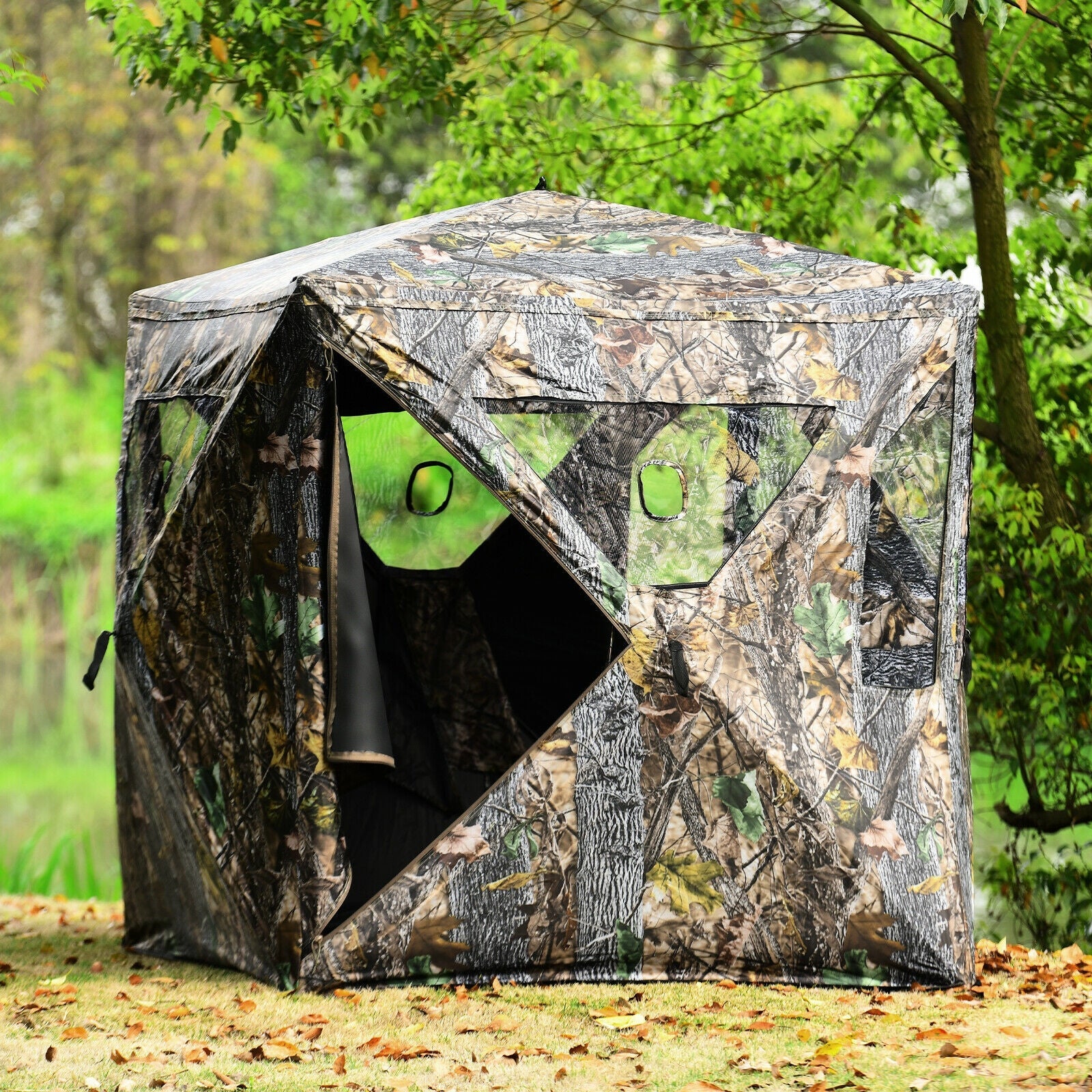 3 Person Portable Pop-Up Ground Tent with Gun Ports and Carrying Bag - Energize Trek