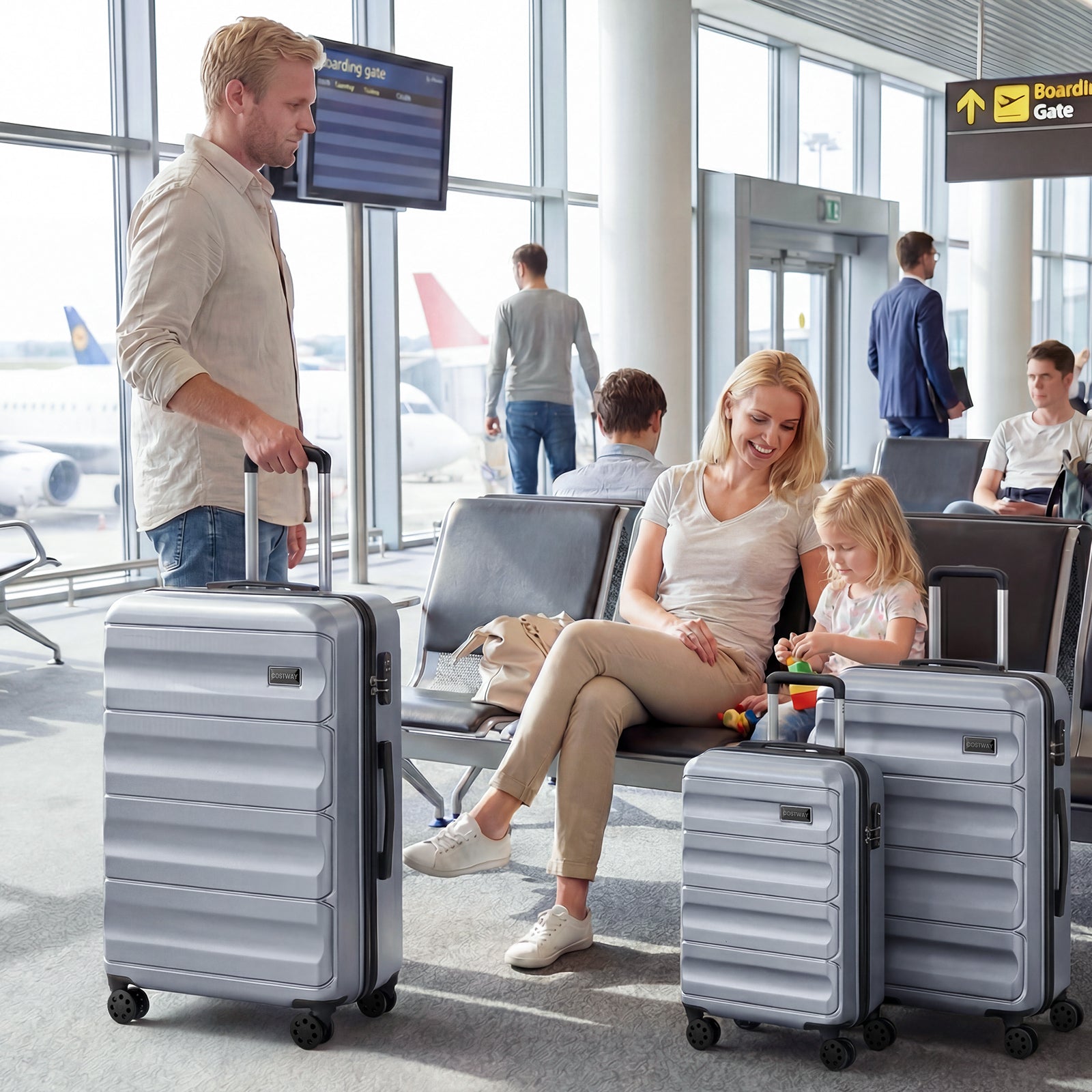 3-Piece Hardside Luggage Set 20/24/28 Inch Lightweight Hardside Suitcases - Energize Trek