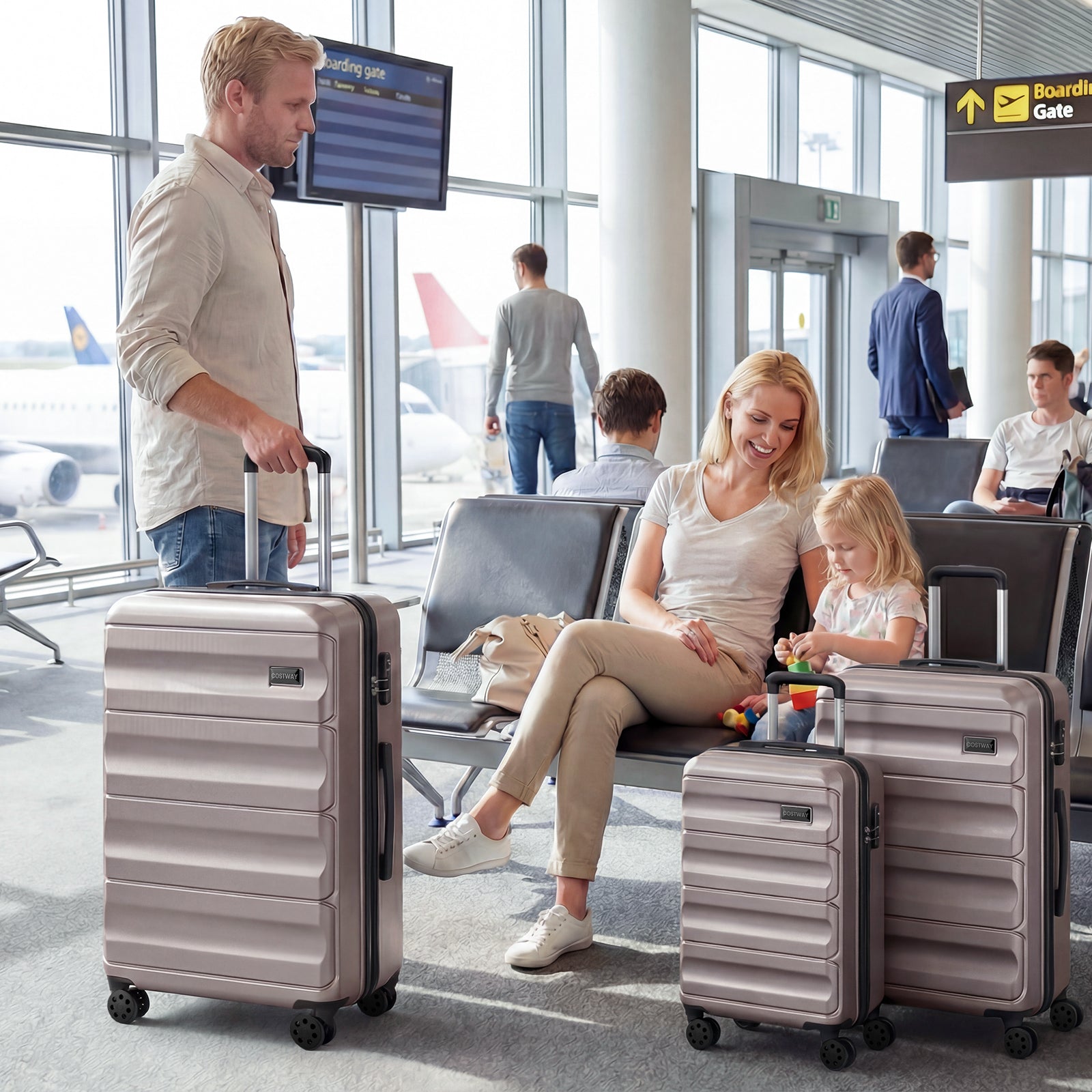 3-Piece Hardside Luggage Set 20/24/28 Inch Lightweight Hardside Suitcases - Energize Trek