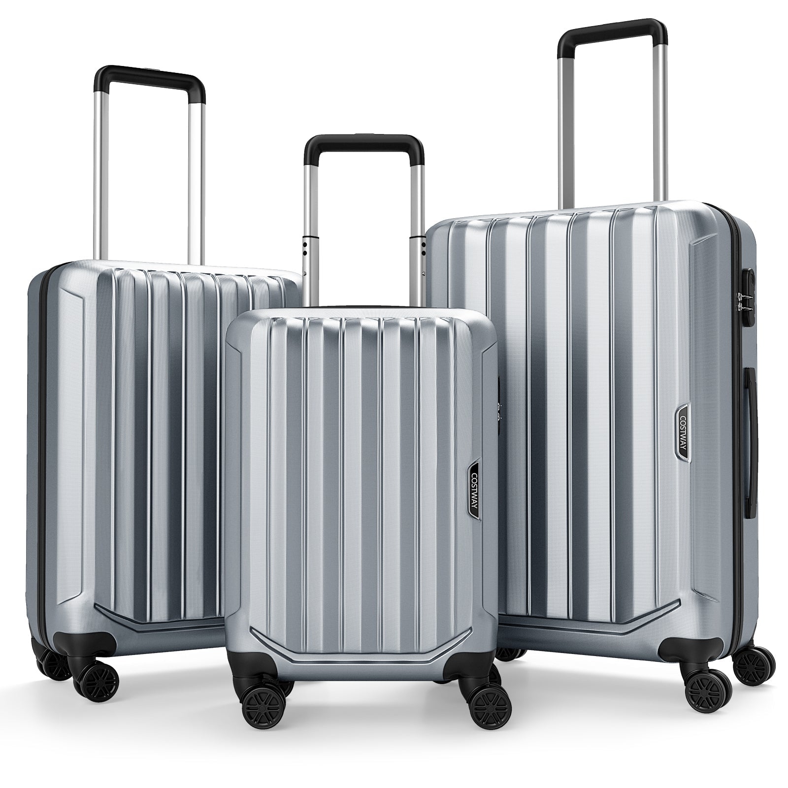 3-Piece Hardside Luggage Set (20/24/28 Inch) Lightweight with 3-Digital Lock - Energize Trek