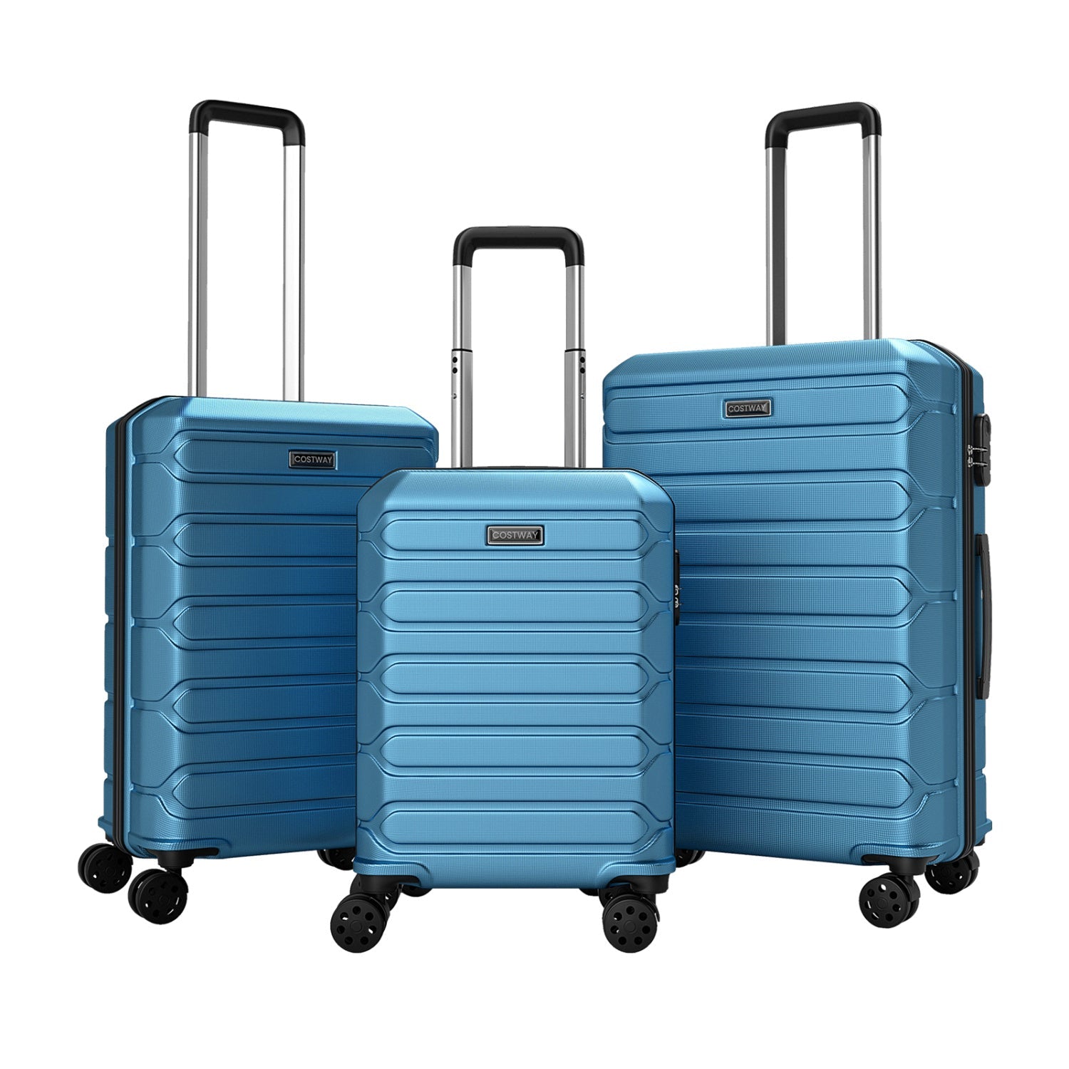 3-Piece Hardside Luggage Set Lightweight Hardside Suitcases with 8-Spinner Wheels - Energize Trek