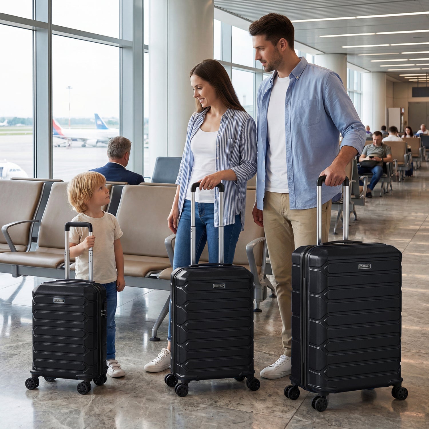 3-Piece Hardside Luggage Set Lightweight Hardside Suitcases with 8-Spinner Wheels - Energize Trek