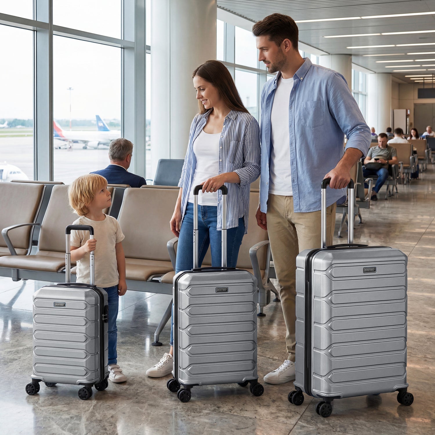 3-Piece Hardside Luggage Set Lightweight Hardside Suitcases with 8-Spinner Wheels - Energize Trek