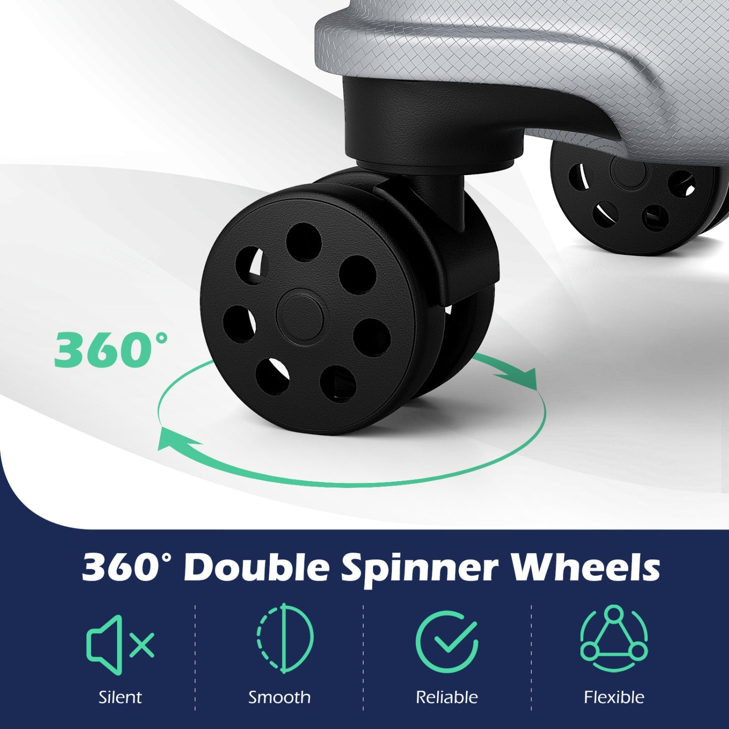 3-Piece Hardside Luggage Set Lightweight Hardside Suitcases with 8-Spinner Wheels - Energize Trek