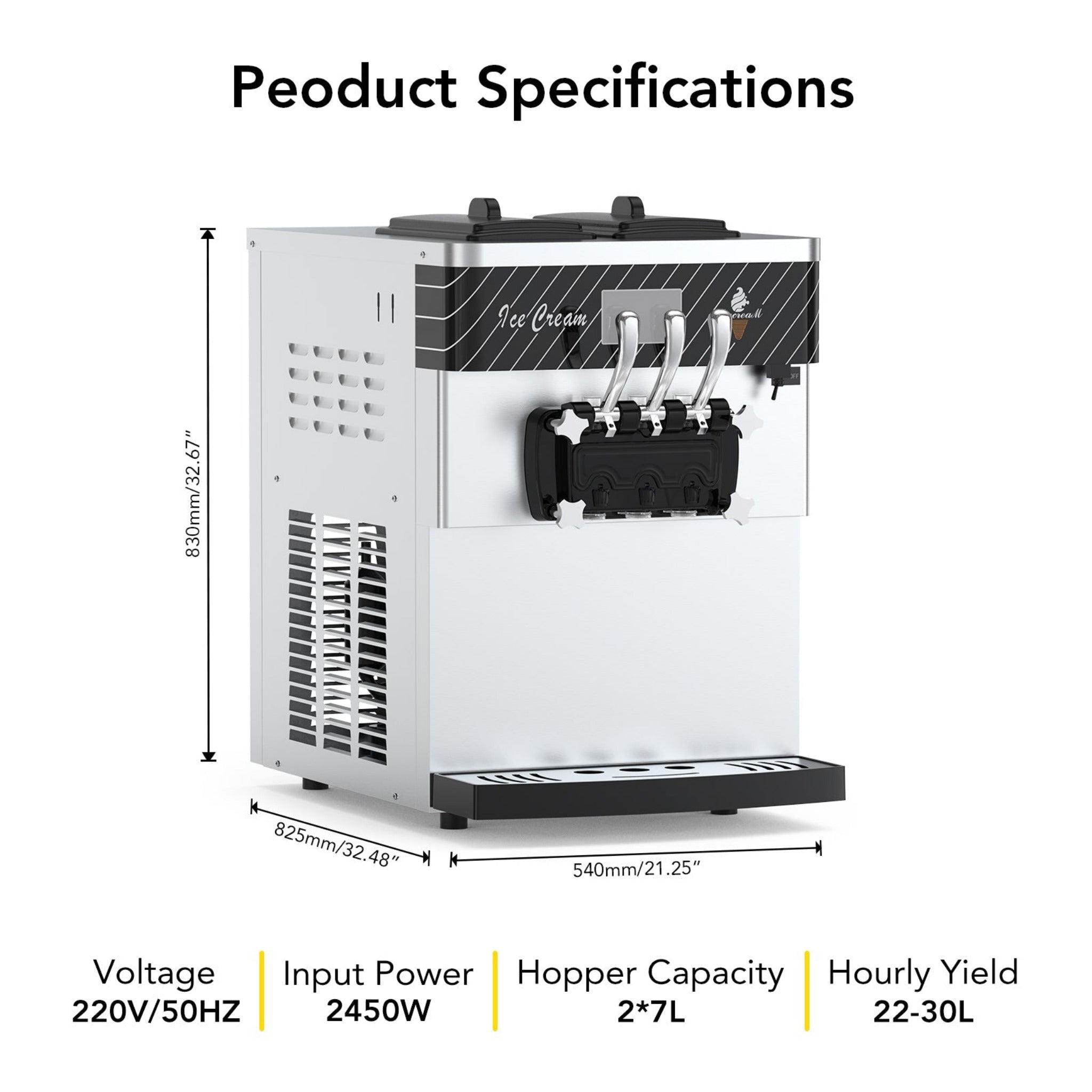 3 Flavor Soft Serve Commercial Ice Cream Maker Machine (97582146) - Energize Trek