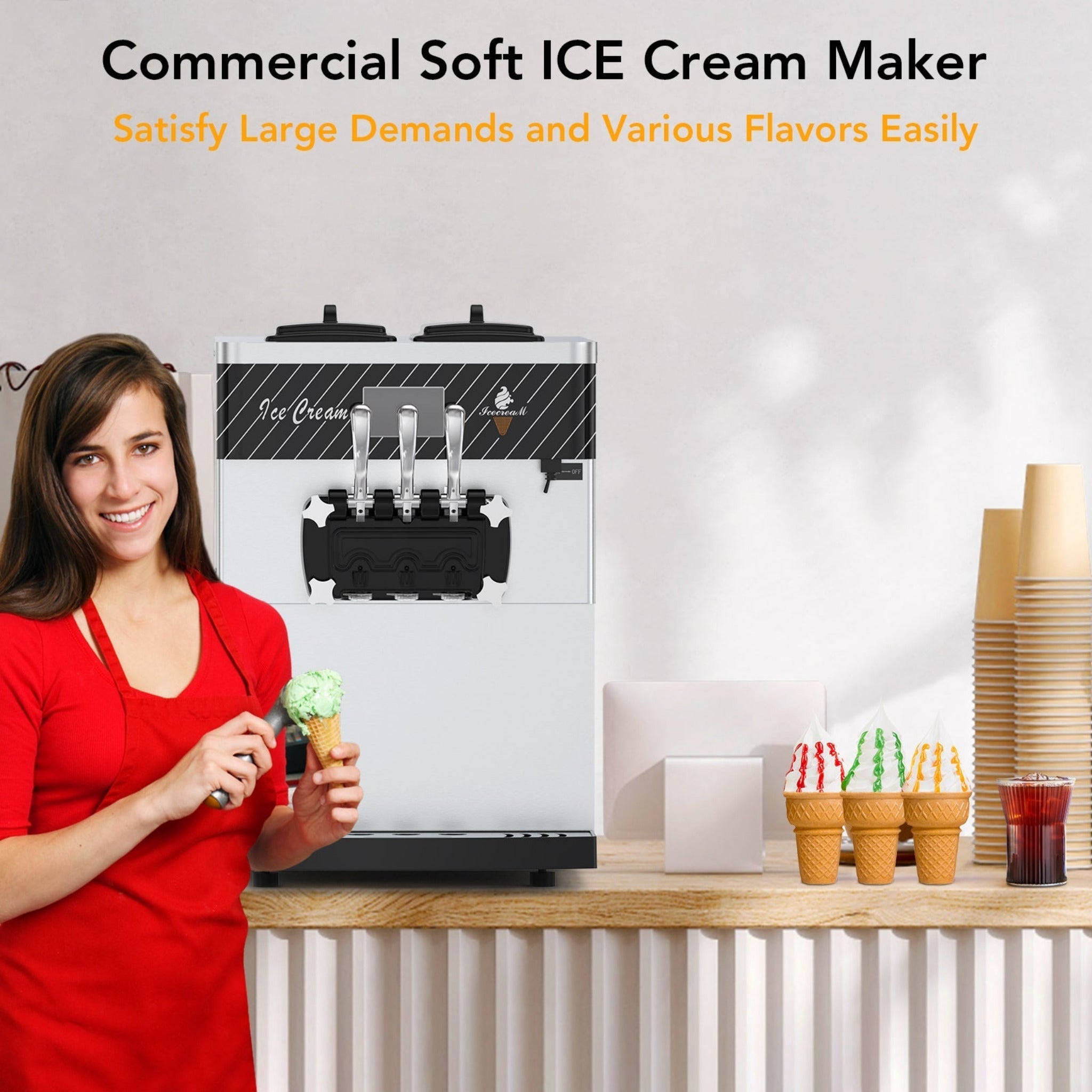 3 Flavor Soft Serve Commercial Ice Cream Maker Machine (97582146) - Energize Trek