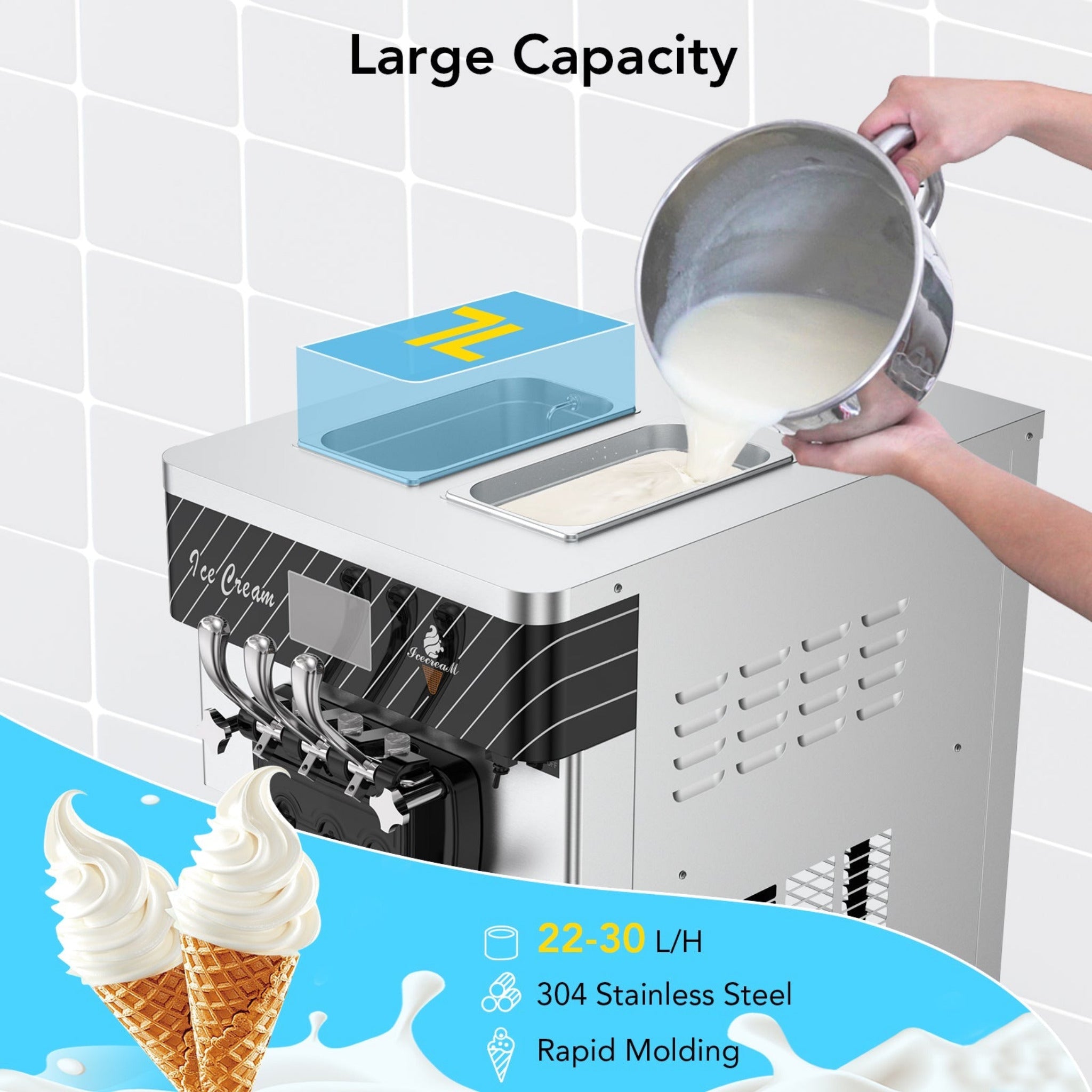 3 Flavor Soft Serve Commercial Ice Cream Maker Machine (97582146) - Energize Trek