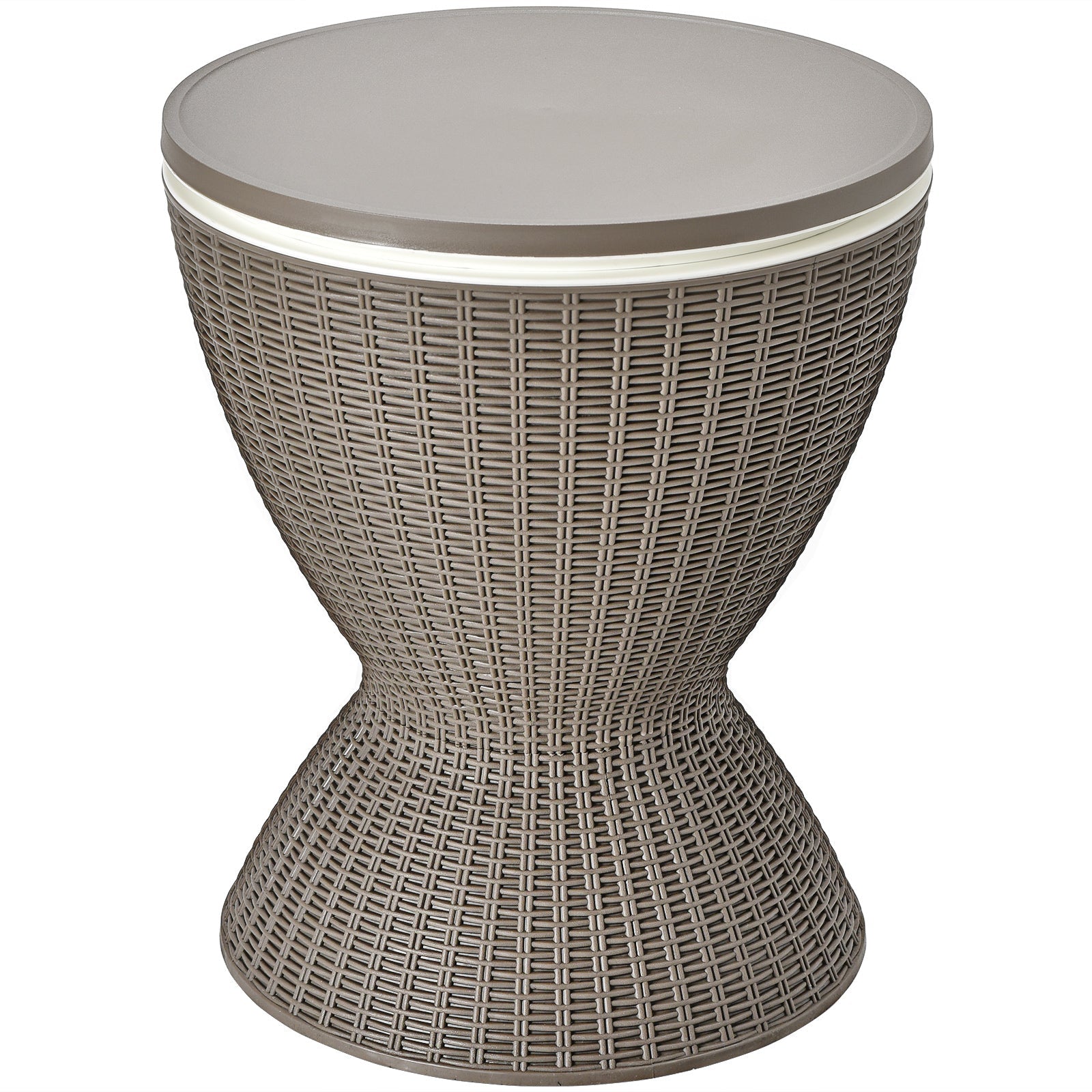 3 in 1 8 Gallon Patio Rattan Cooler Bar Table with Adjust Ice Bucket-Brown - Energize Trek