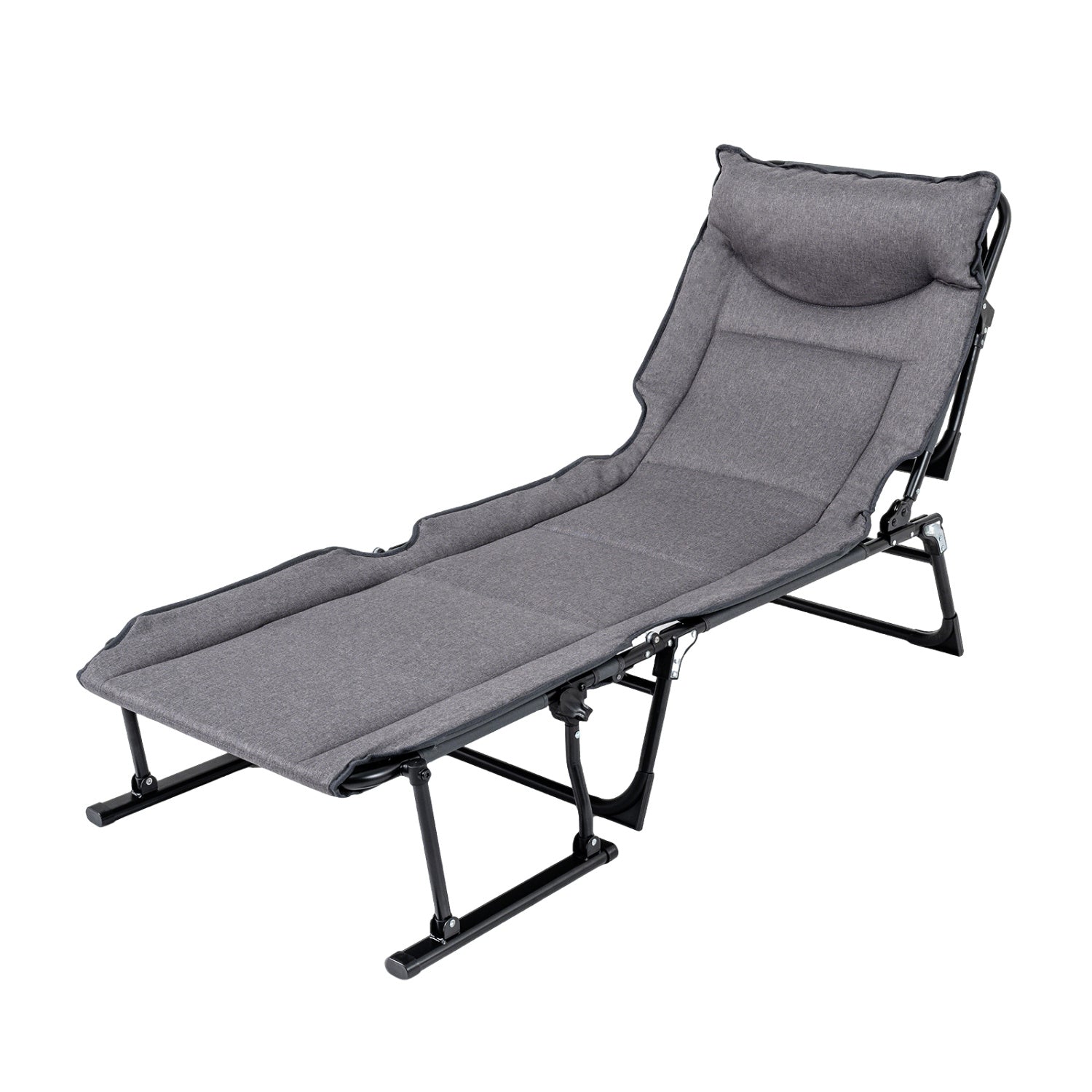 3 in 1 Folding Camping Cot Comfy Padded Convertible Single Sofa Chair-Gray - Energize Trek