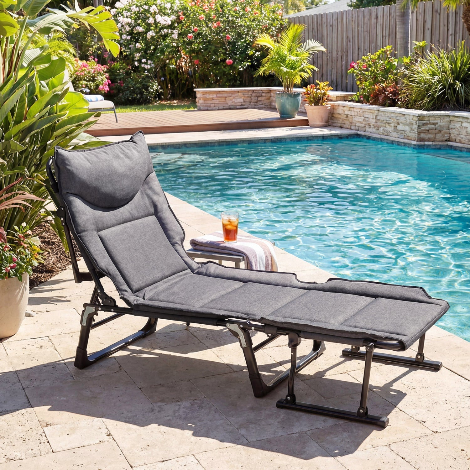 3 in 1 Folding Camping Cot and Comfy Padded Convertible Single Sofa Chair-Gray - Energize Trek