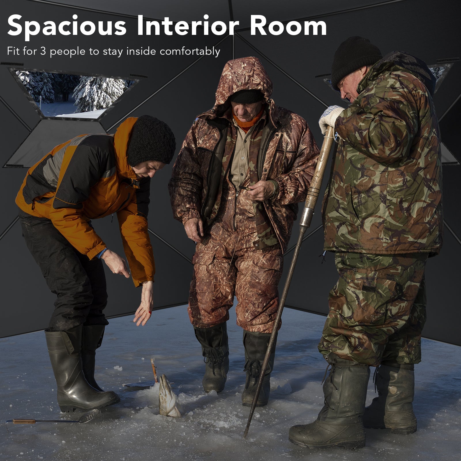 3-person Portable Pop-up Ice Shelter Fishing Tent with Bag - Energize Trek