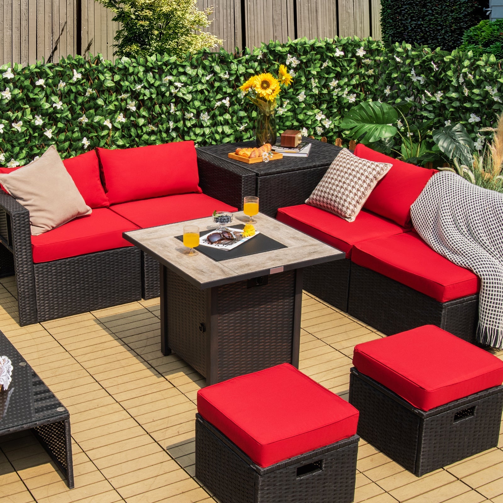 30 Inch Square Propane Gas Fire Pit Table Ceramic Tabletop - Energize Trek