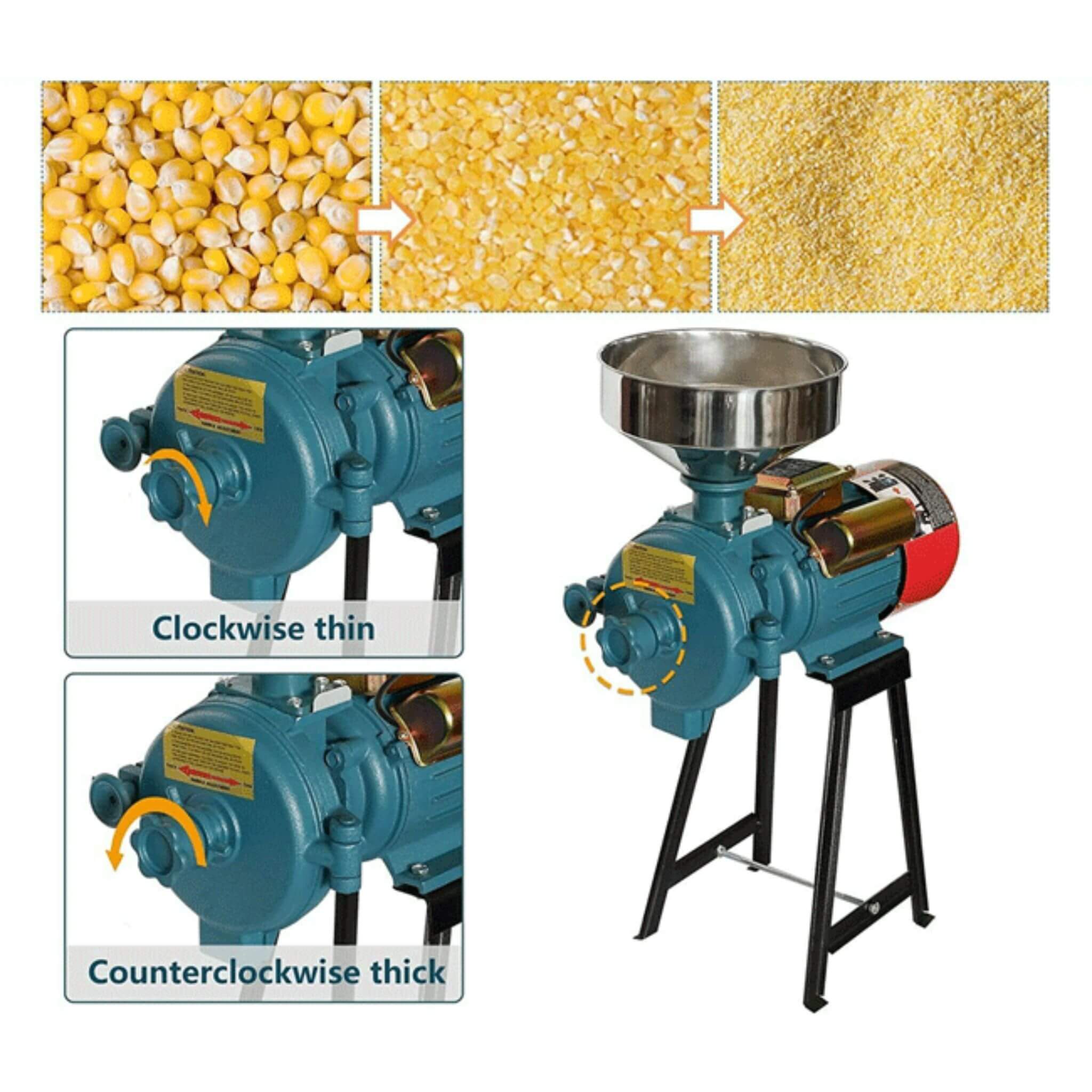 3000W Commercial Electric Corn Wheat Grain Mill Grinder (SAK91135) - Energize Trek
