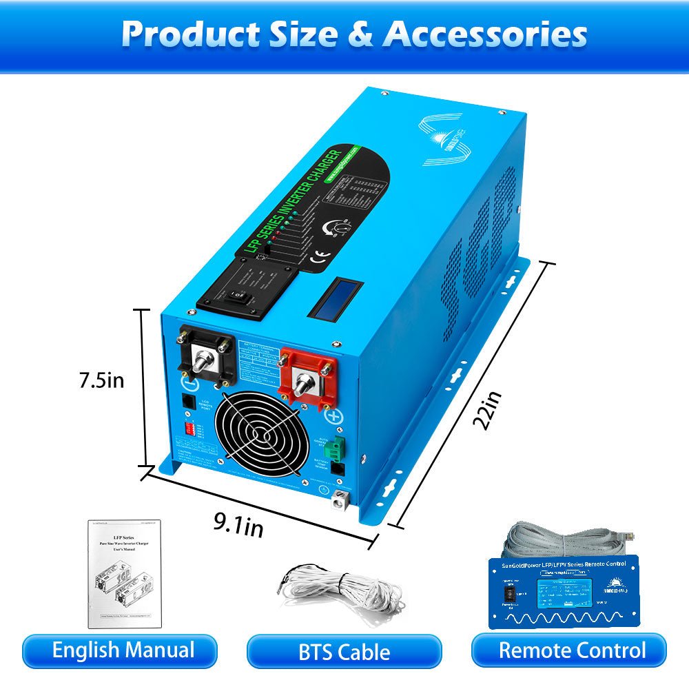 2000W/ 3000W/ 4000W DC 12V Pure Sine Wave Inverter With Charger - Energize Trek