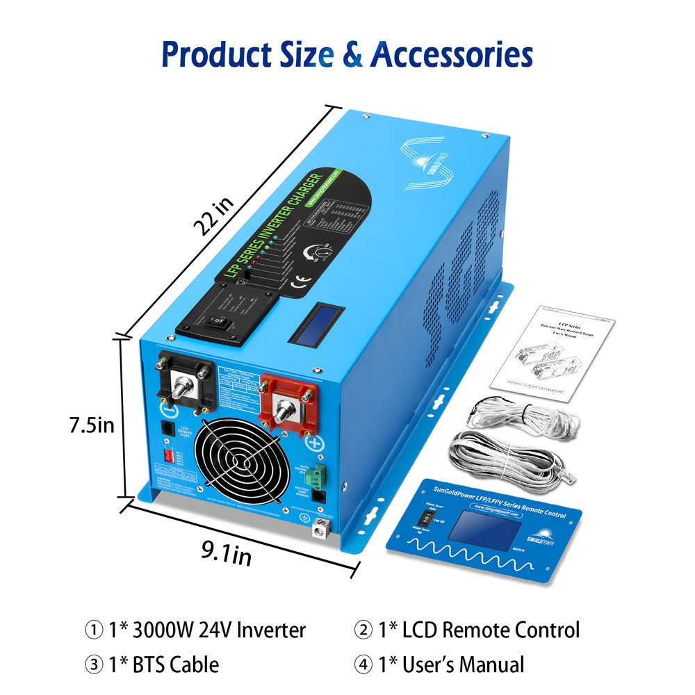 3000W DC 24V Pure Sine Wave Inverter With Charger - Energize Trek