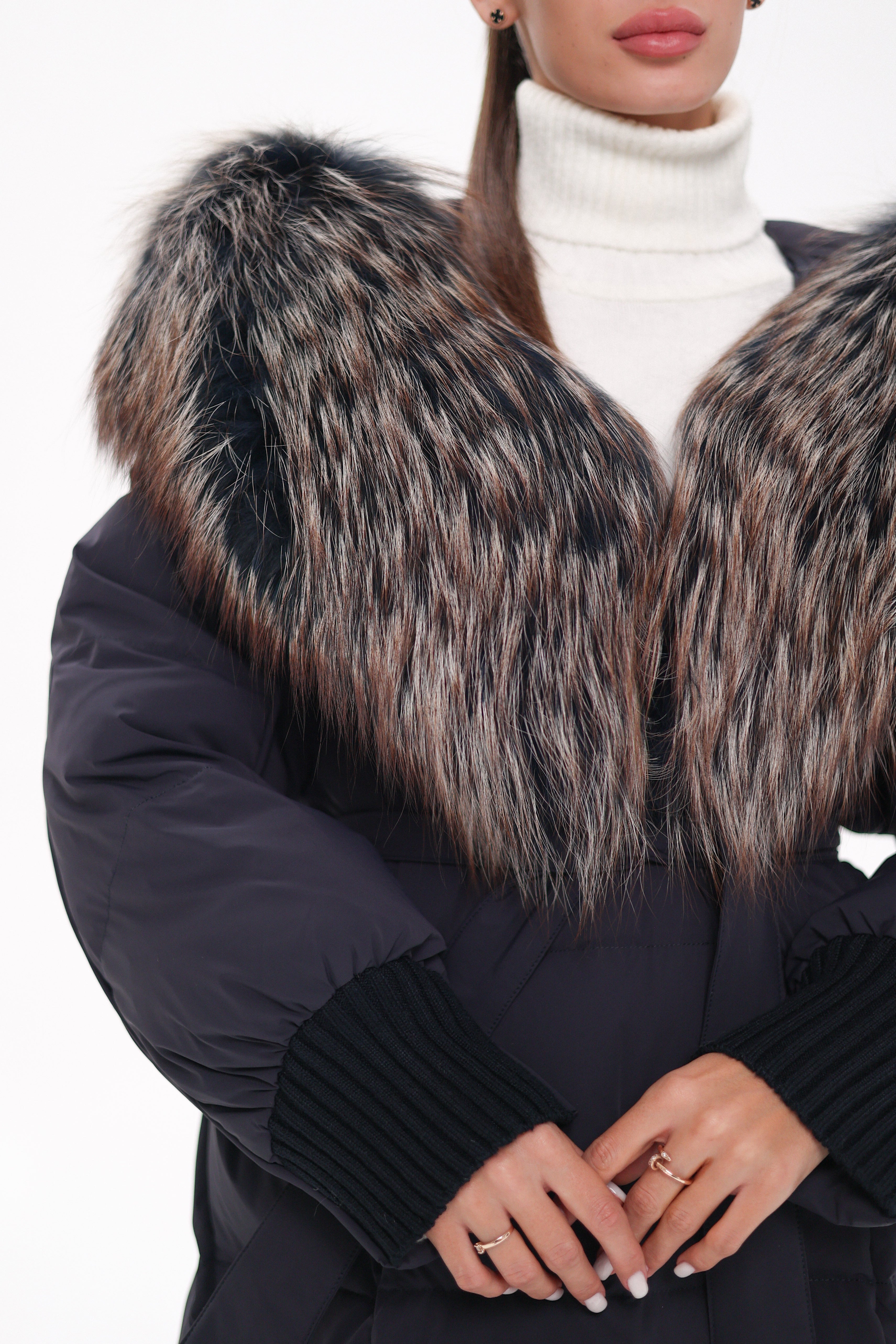Rei Genuine Fur Trim Hooded Down Coat in Navy - Energize Trek