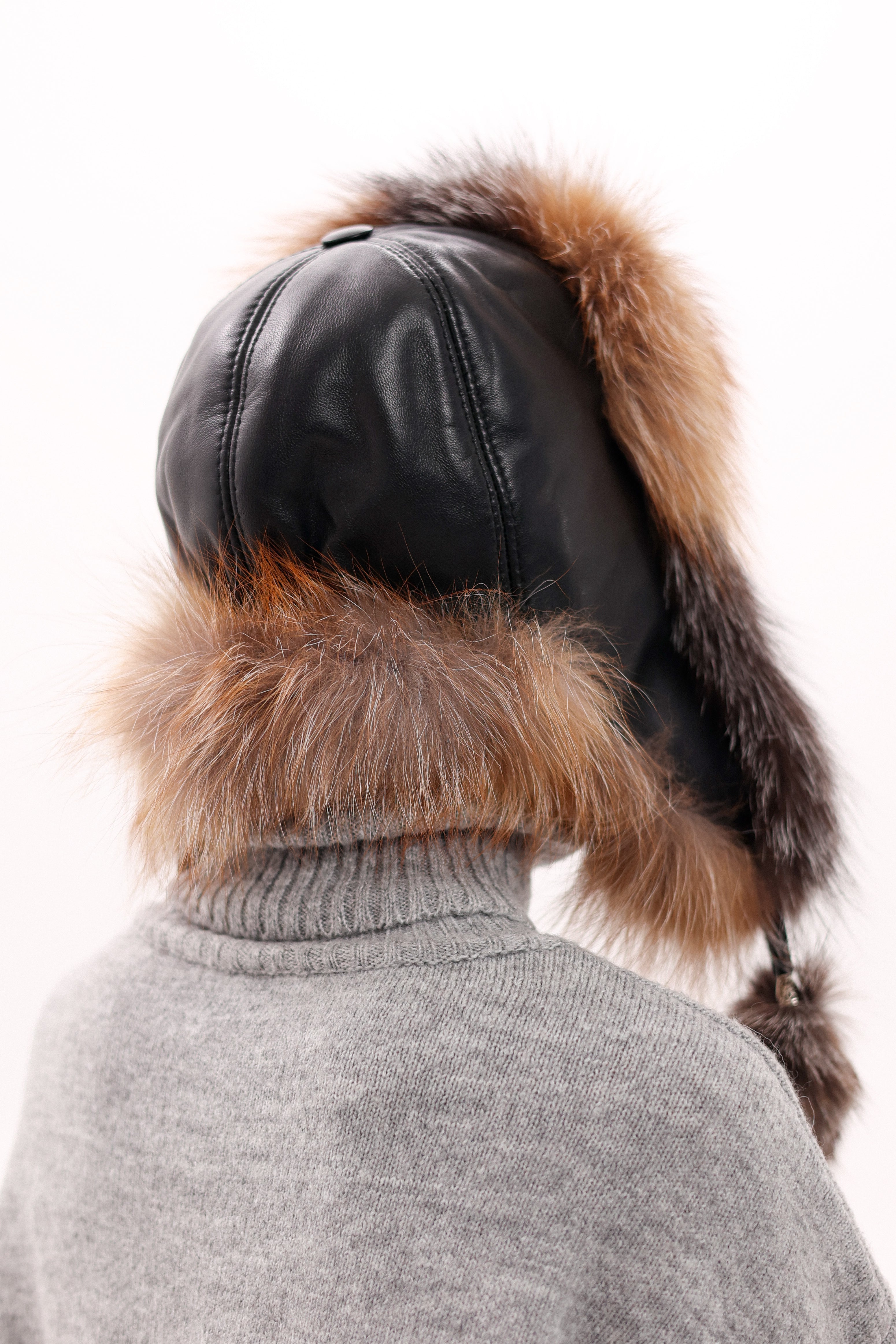 Genuine Silver Fox Fur Genuine Leather Hat - Energize Trek