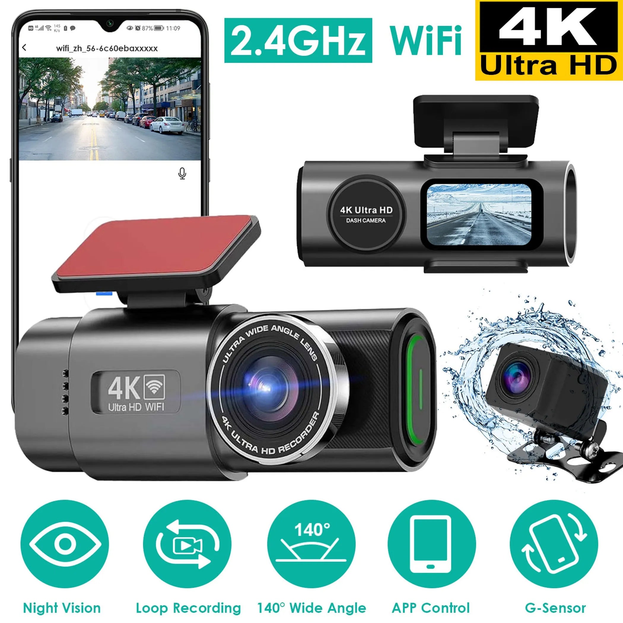 4K/1080P Dual Chanel Car Dash Cam