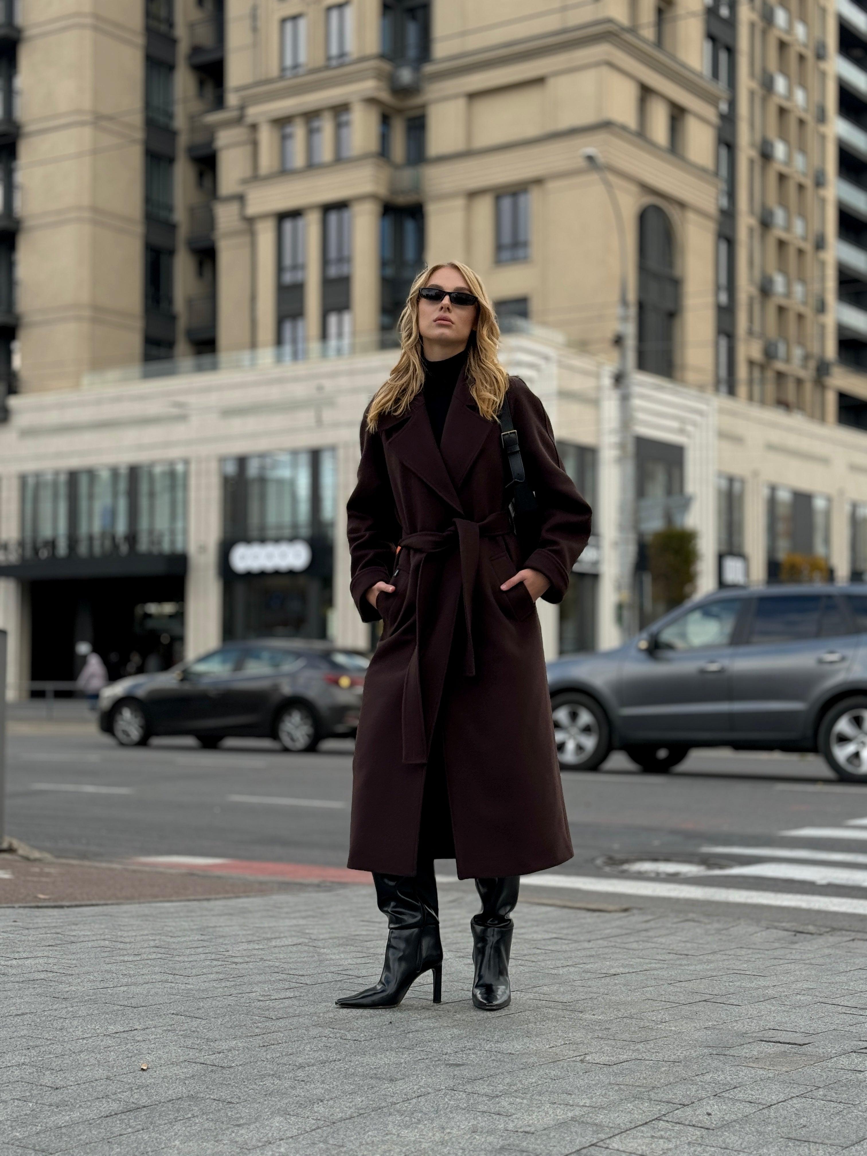 Emily Classic Wool Blend Overcoat in Rich Chocolate - Energize Trek