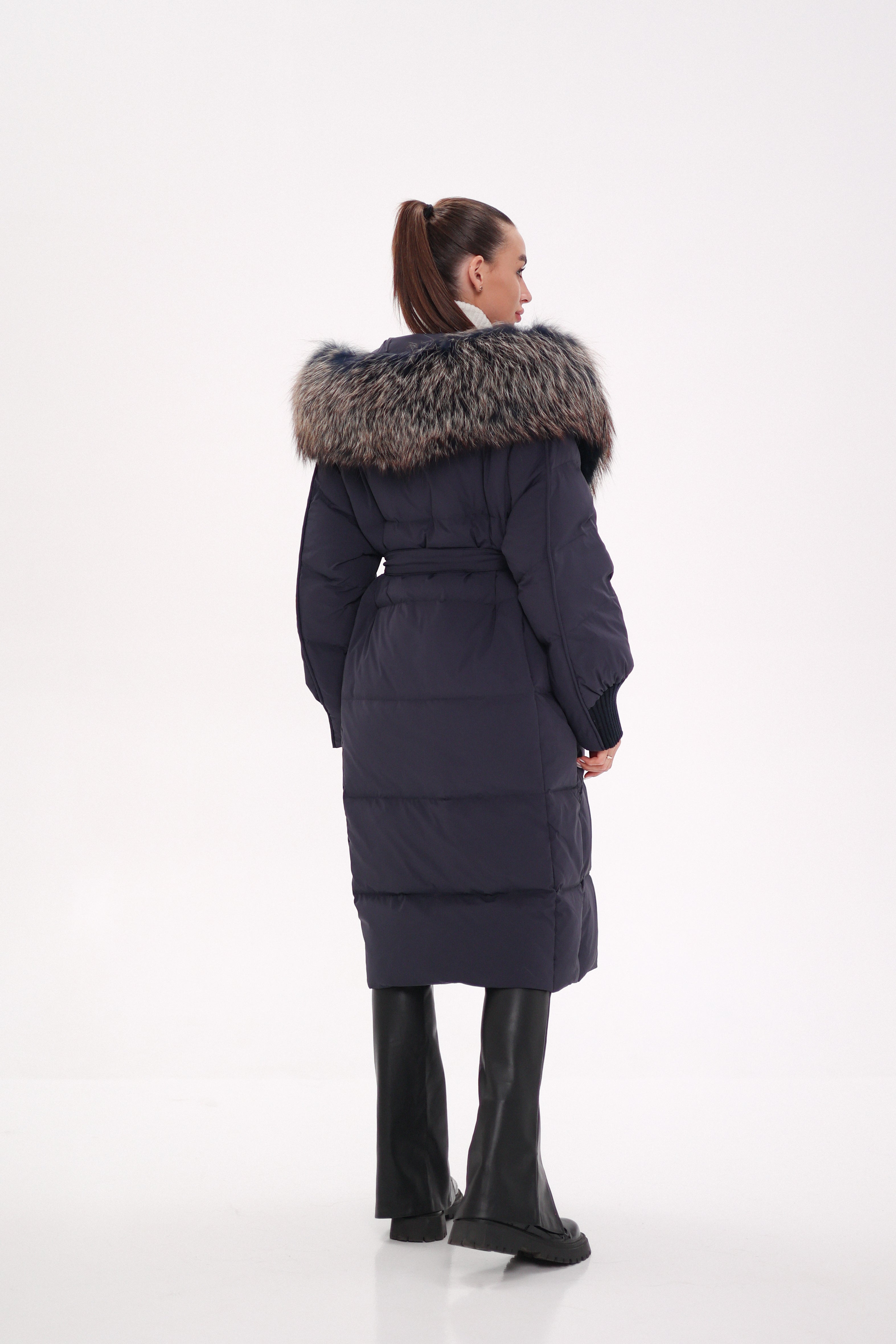 Rei Genuine Fur Trim Hooded Down Coat in Navy - Energize Trek
