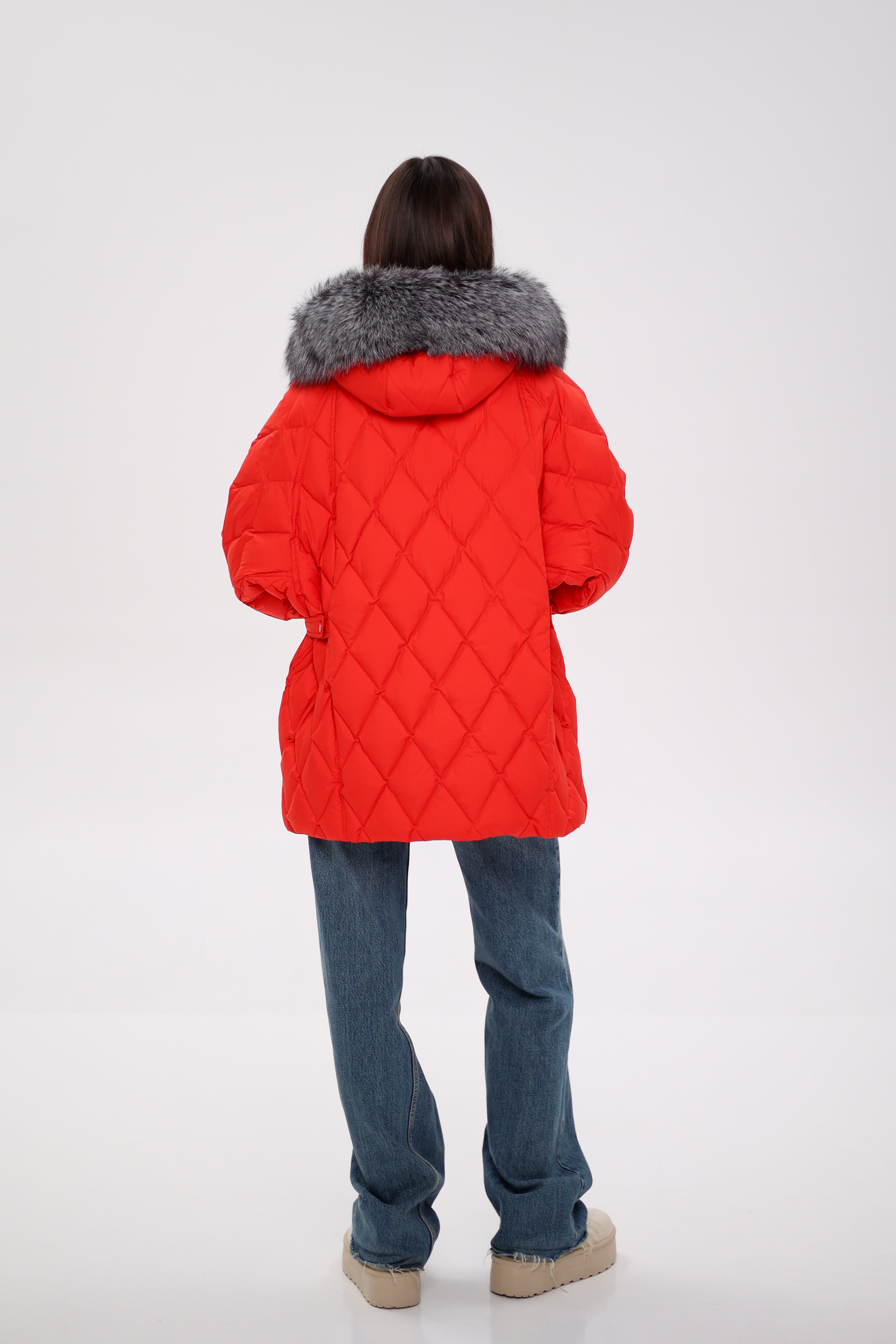 Genuine Silver Fox Down Fill Hooded Parka - Energize Trek